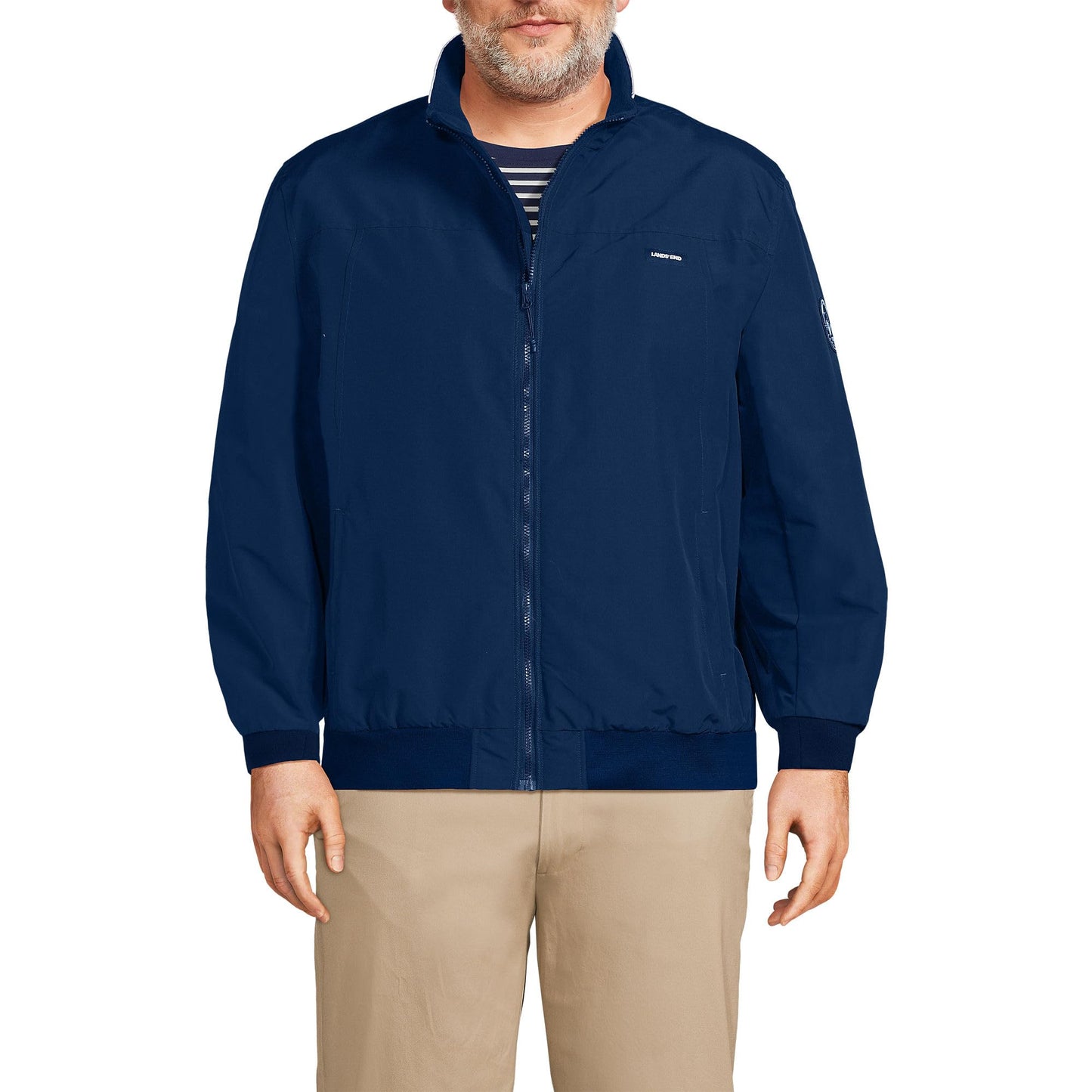 Lands' End Mens Squall Classic Bomber Jacket Deep Sea Navy Big And Tall 4xlt