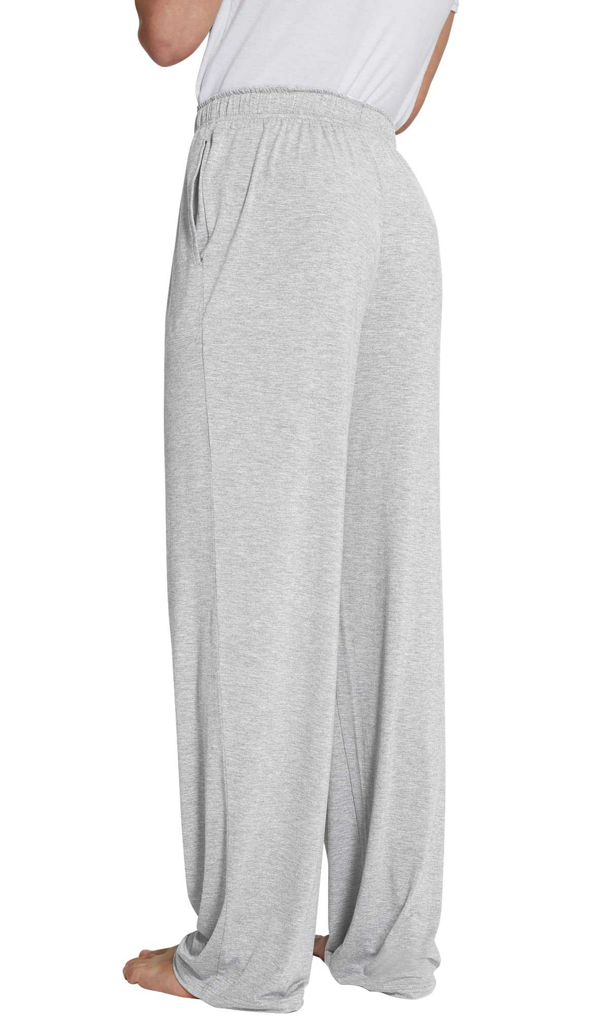 WiWi Bamboo Viscose Pajama Pants for Men Tall Sleep Bottoms Big Warm Long Pj Lightweight Lounge Sweatpants S-XXL, Ash Grey, XX-Large