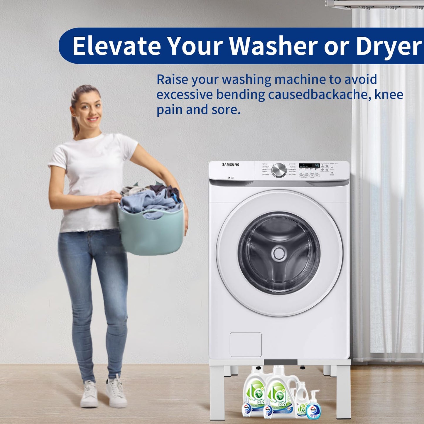 ANBase Heavy-Duty All Steel Laundry Pedestal 16" Height, Full size Universal Washing Machine Stand, Dryer Stand, Suitable for all Washer and Dryer Stand(White)