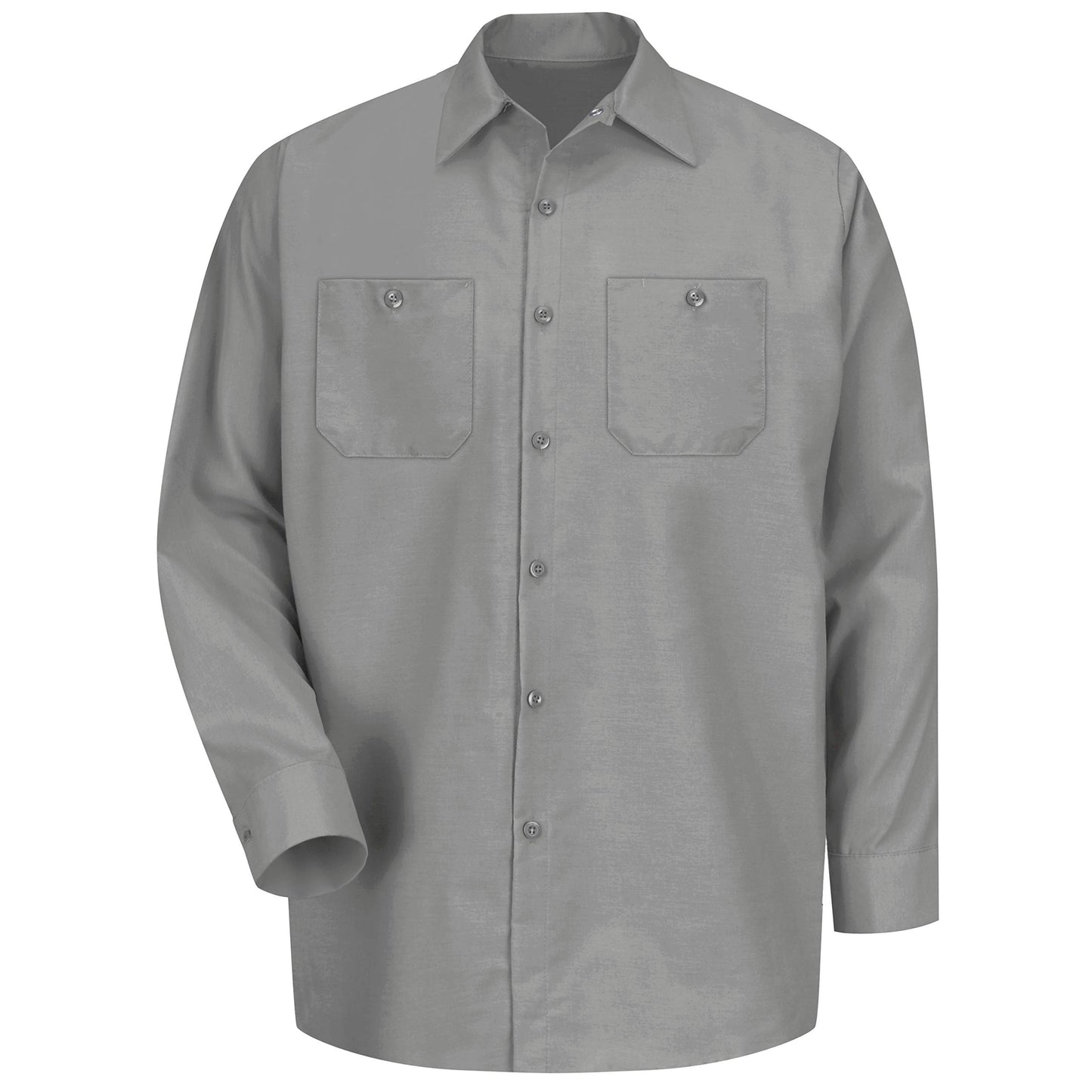 Red Kap Men's Size Industrial Work Shirt, Regular Fit, Long Sleeve, Light Grey, 5X-Large/Tall