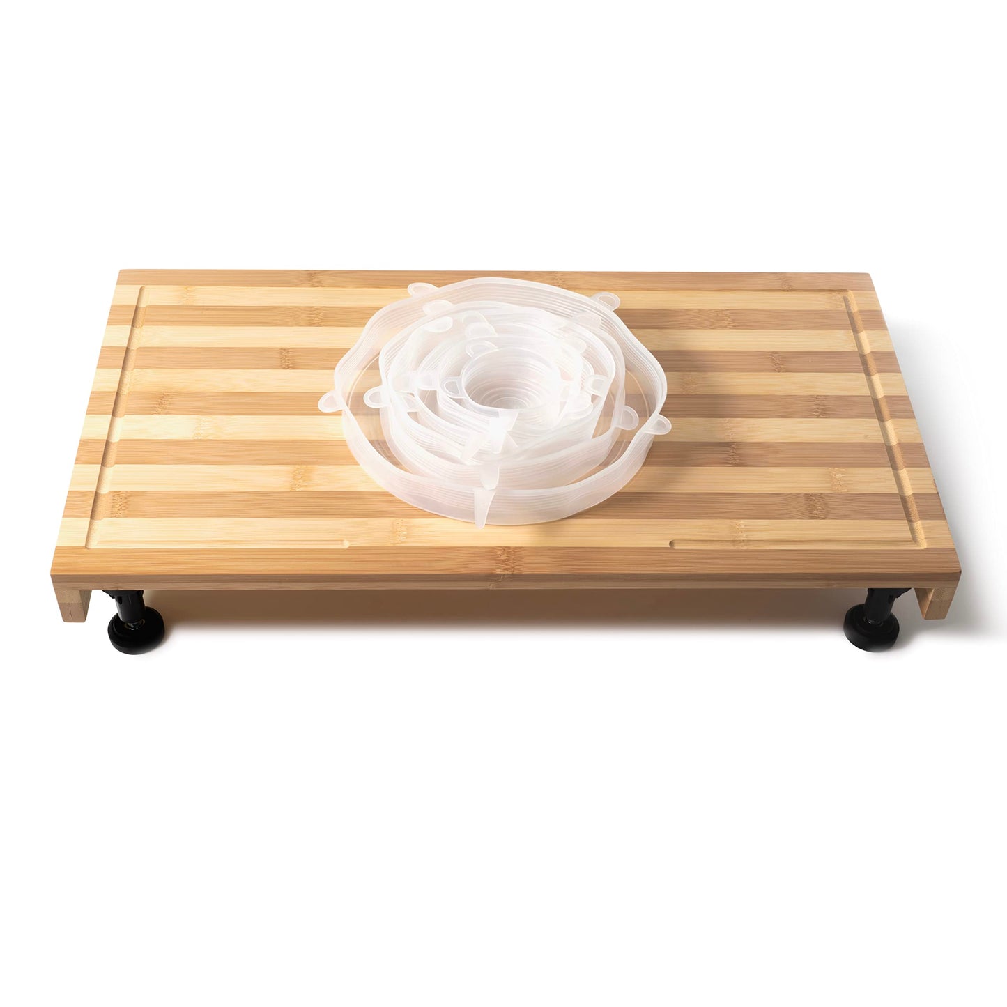 Bamboo Cutting Board with Adjustable Legs - Butcher Block with Juice Grooves