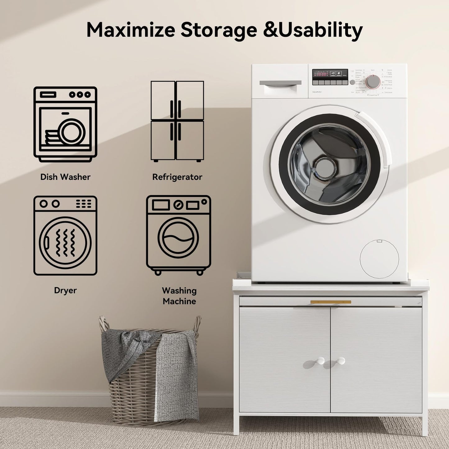 2 Pack Laundry Pedestal for Washer and Dryer, Heavy Duty 29" Universal Washing Machine Stand with Adjustable Feet and 4 Panel Corner, 700LB Capacity, Fit Anti-Vibration Design, White, Set of 2