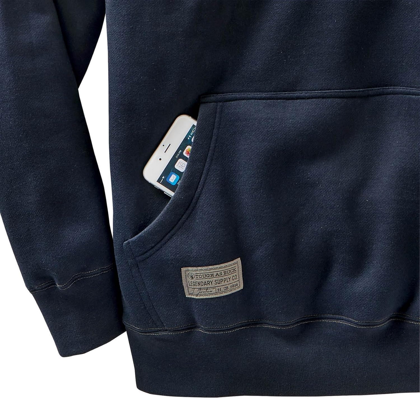 Legendary Whitetails Men's Tall Size Tough As Buck 1/4 Zip Action Hoodie, Midnight Navy, Large
