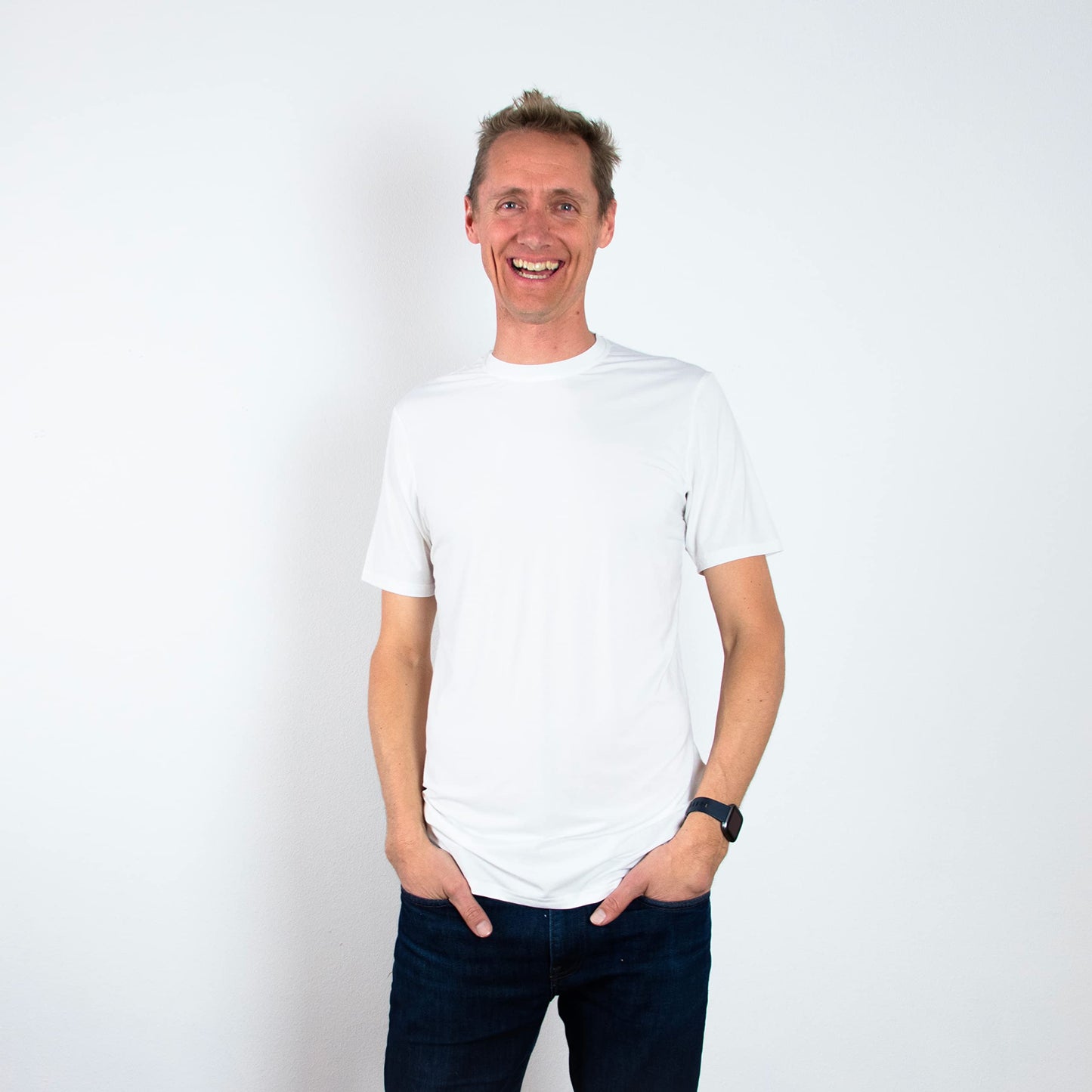 TallSlim Men's Tall Slim-Fit Short Sleeve Crewneck T-Shirt - Extra Long, Slim Fit, Preshrunk Easy Care, White, Large