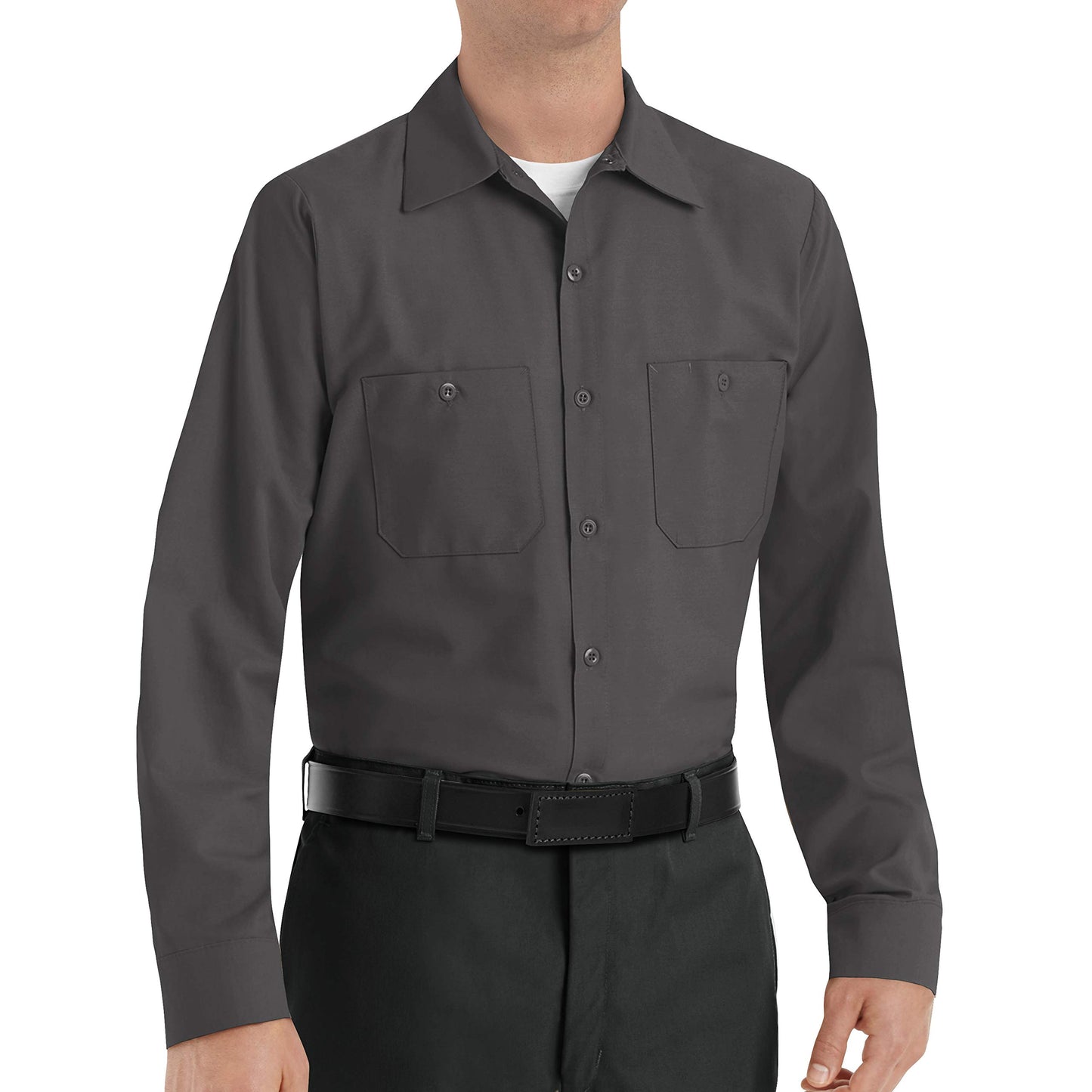 Red Kap Men's Size Industrial Work Shirt, Regular Fit, Long Sleeve, Charcoal, X-Large/Tall