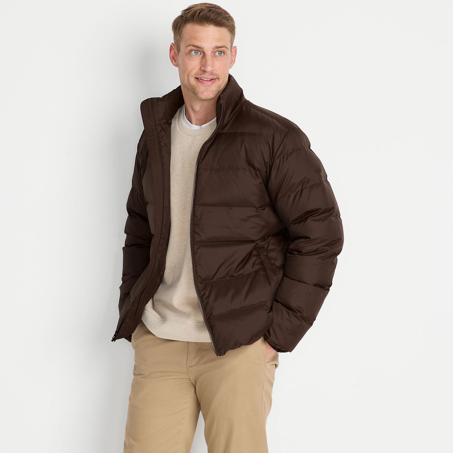 Lands' End Men's Tall Max 600 Down Puffer Jacket X-Large Rich Coffee