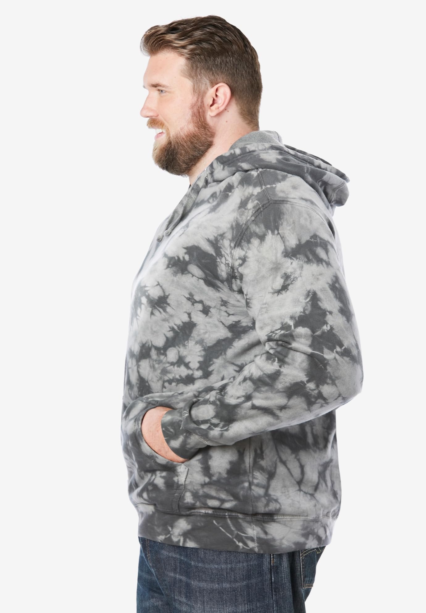 KingSize Men's Big & Tall Fleece Pullover Hoodie - 8XL, Steel Marble