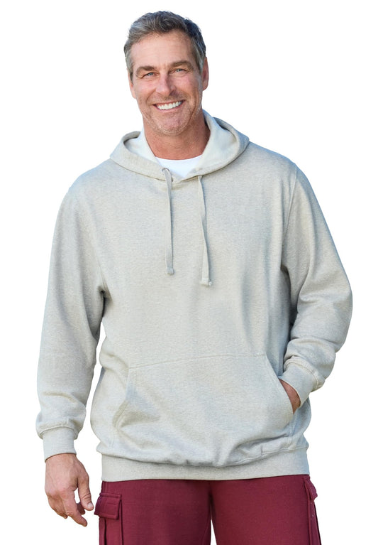 KingSize Men's Big & Tall Fleece Pullover Hoodie - 5XL, Heather Bone