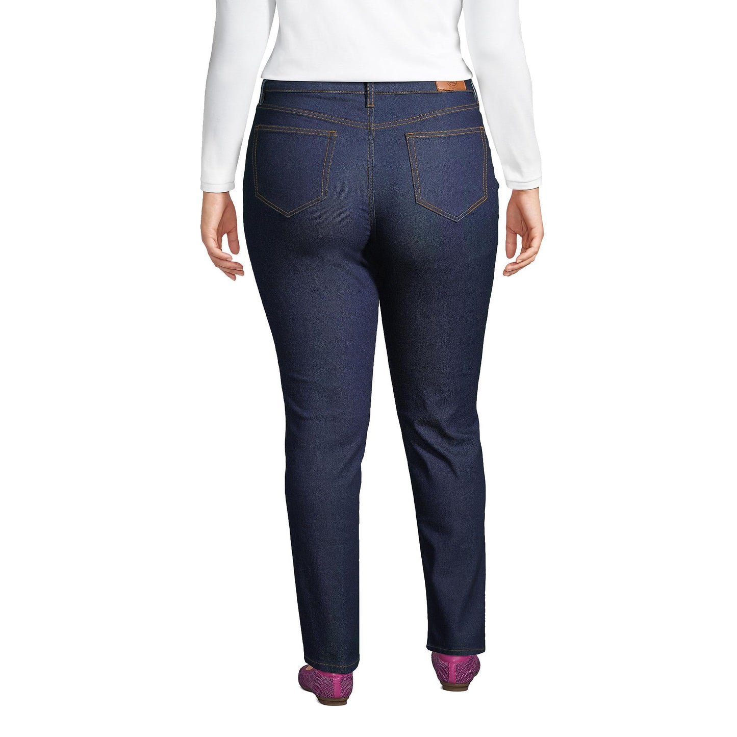 Lands' End Womens MR Straight Leg Blue Jeans-Recover Denim River Rinse Regular 2 32