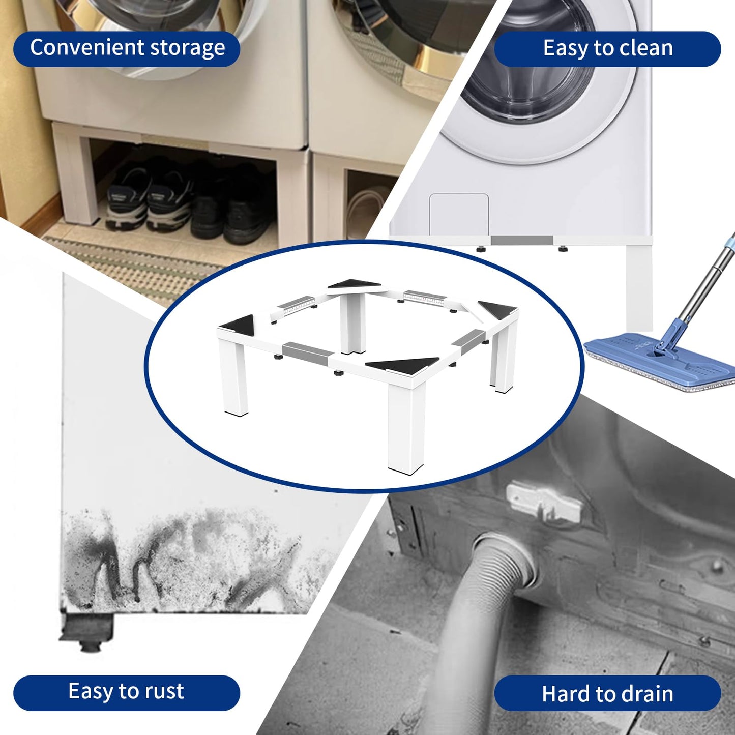 ANBase Heavy-Duty All Steel Laundry Pedestal 16" Height, Full size Universal Washing Machine Stand, Dryer Stand, Suitable for all Washer and Dryer Stand(White)