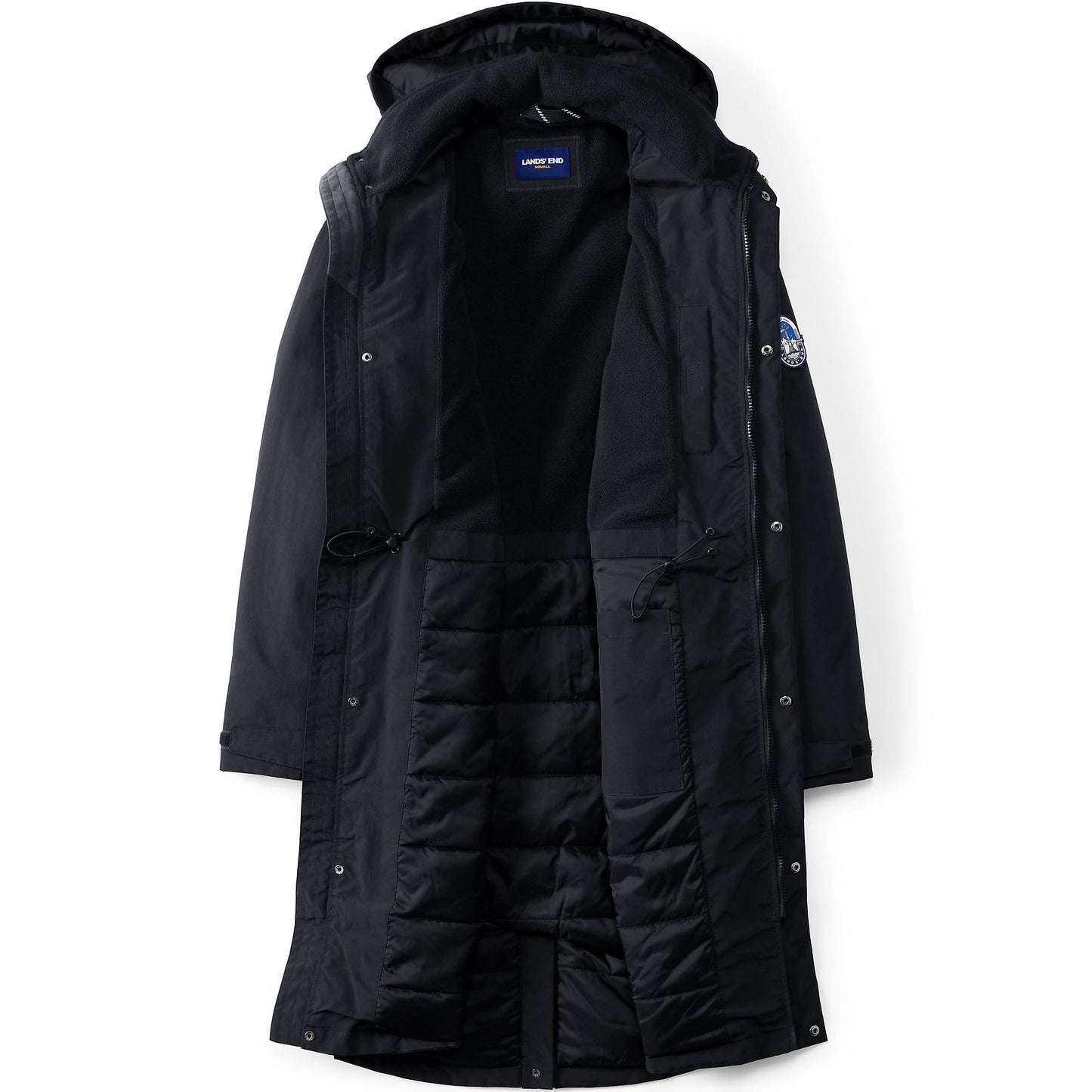 Lands' End Mens Squall Stadium Coat Black Tall Large
