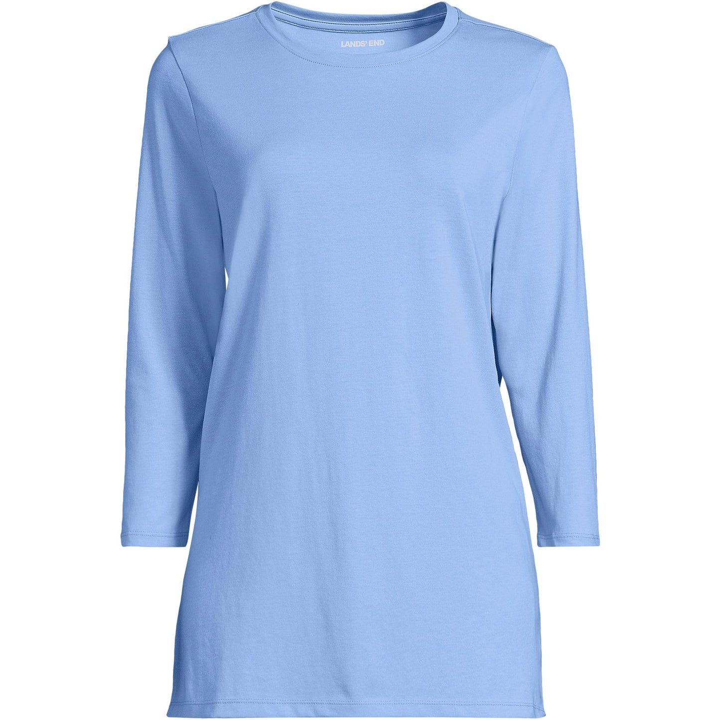 Lands' End Womens 3Q Cotton Supima Crew Neck Tunic Clear Blue Sky Tall Large