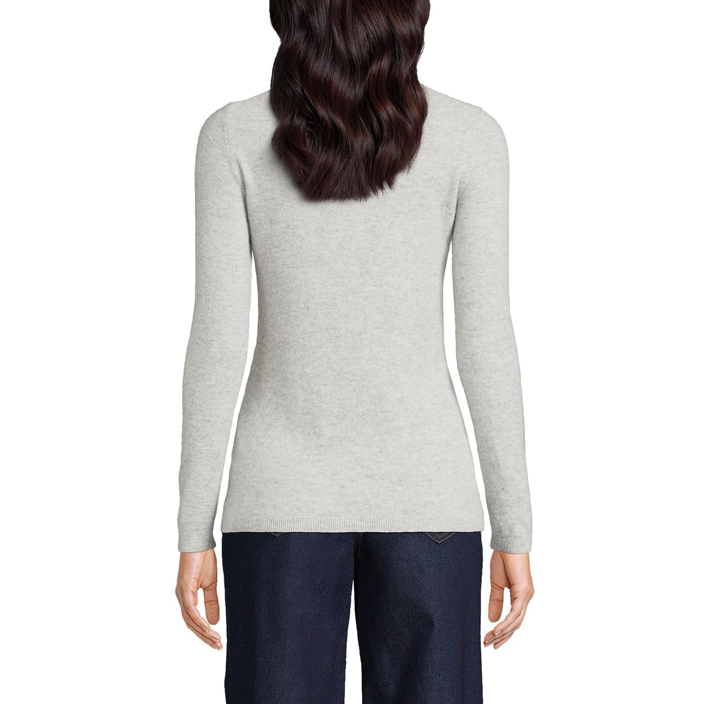 Lands' End Womens Cashmere Sweater Gray Heather Tall X-Large