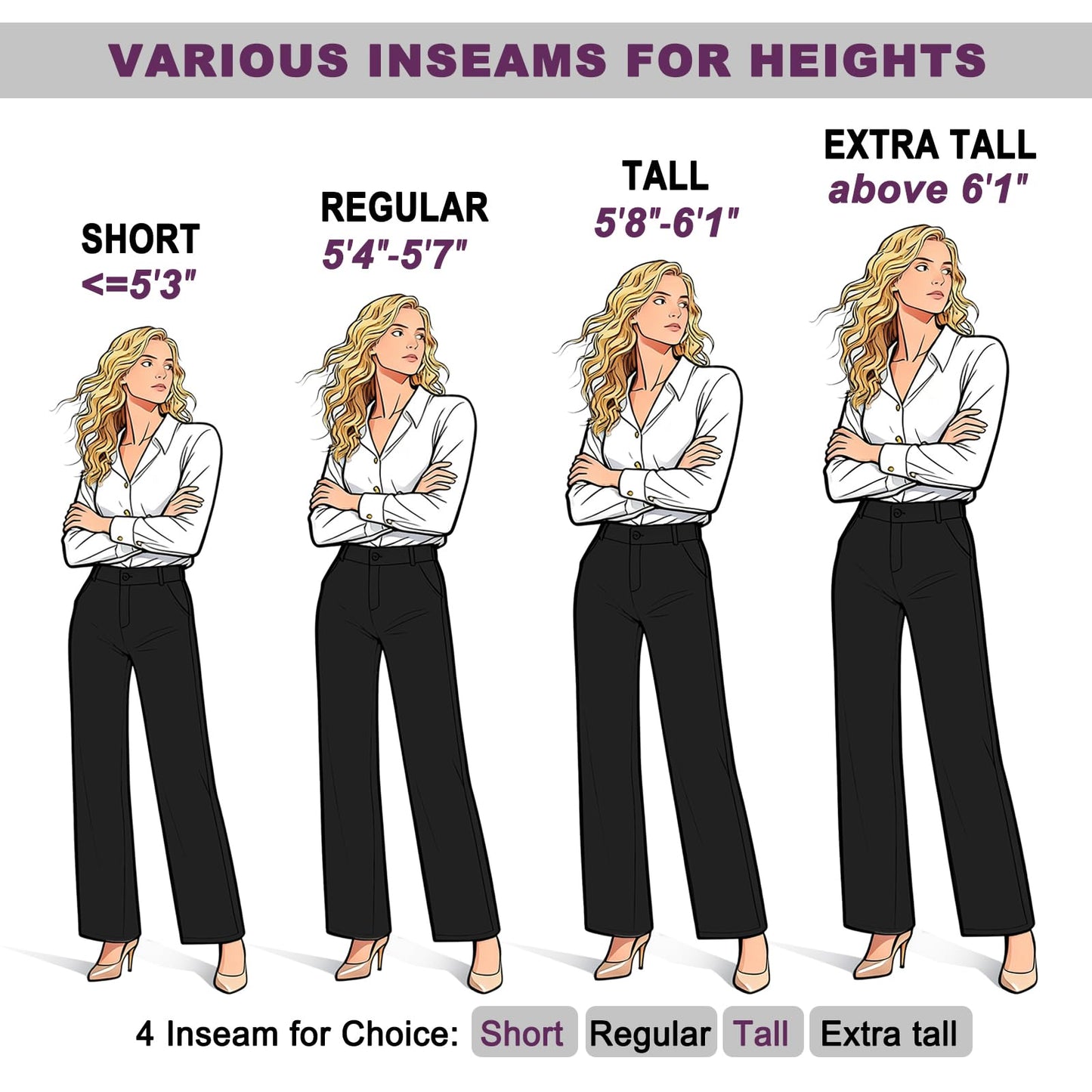 iChosy Womens High Waist Wide Straight Leg Trousers Casual Slacks Dress Pants with Pockets Black 12 Tall