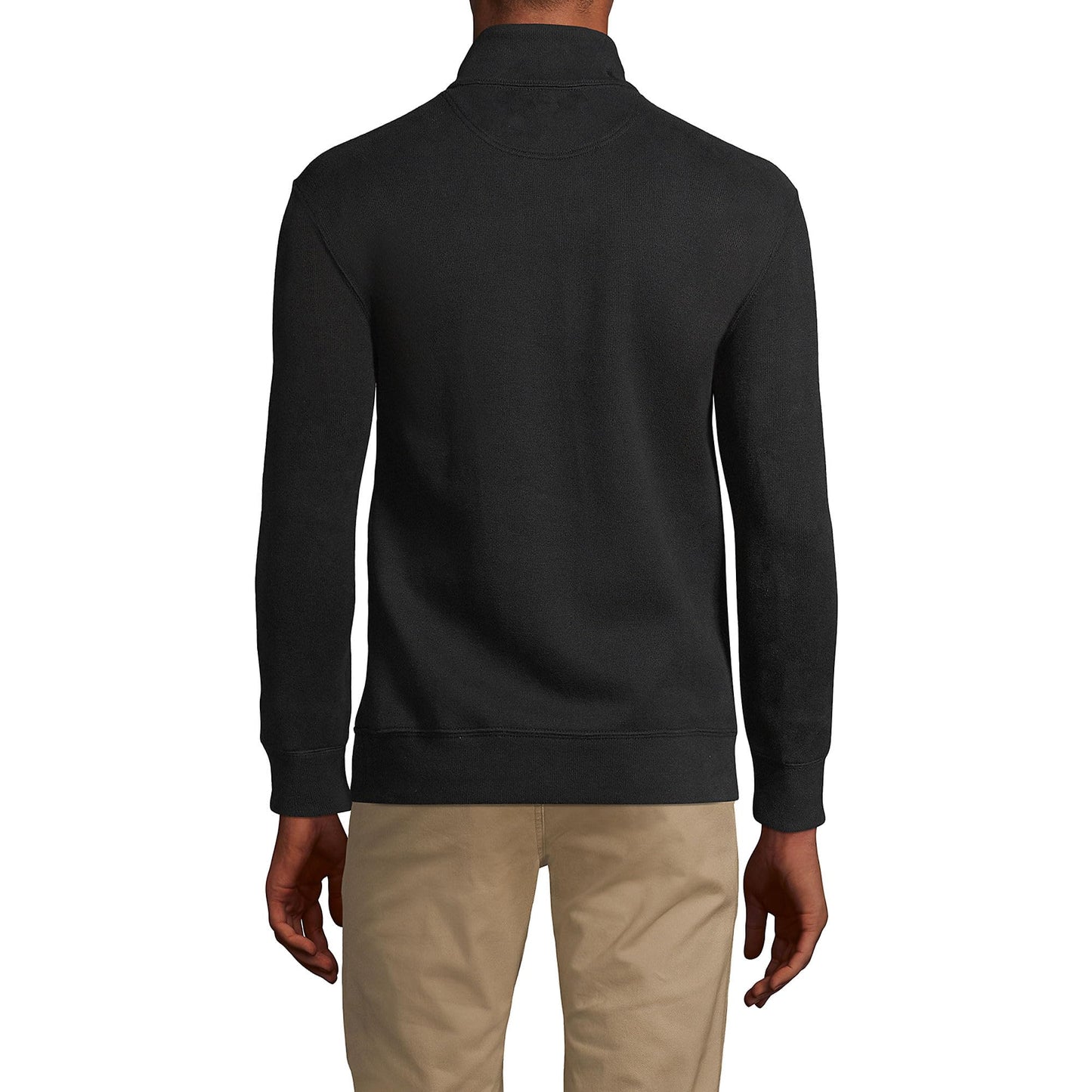 Lands' End Mens Bedford Rib Quarter Zip Sweater Black Big and Tall 4xlt