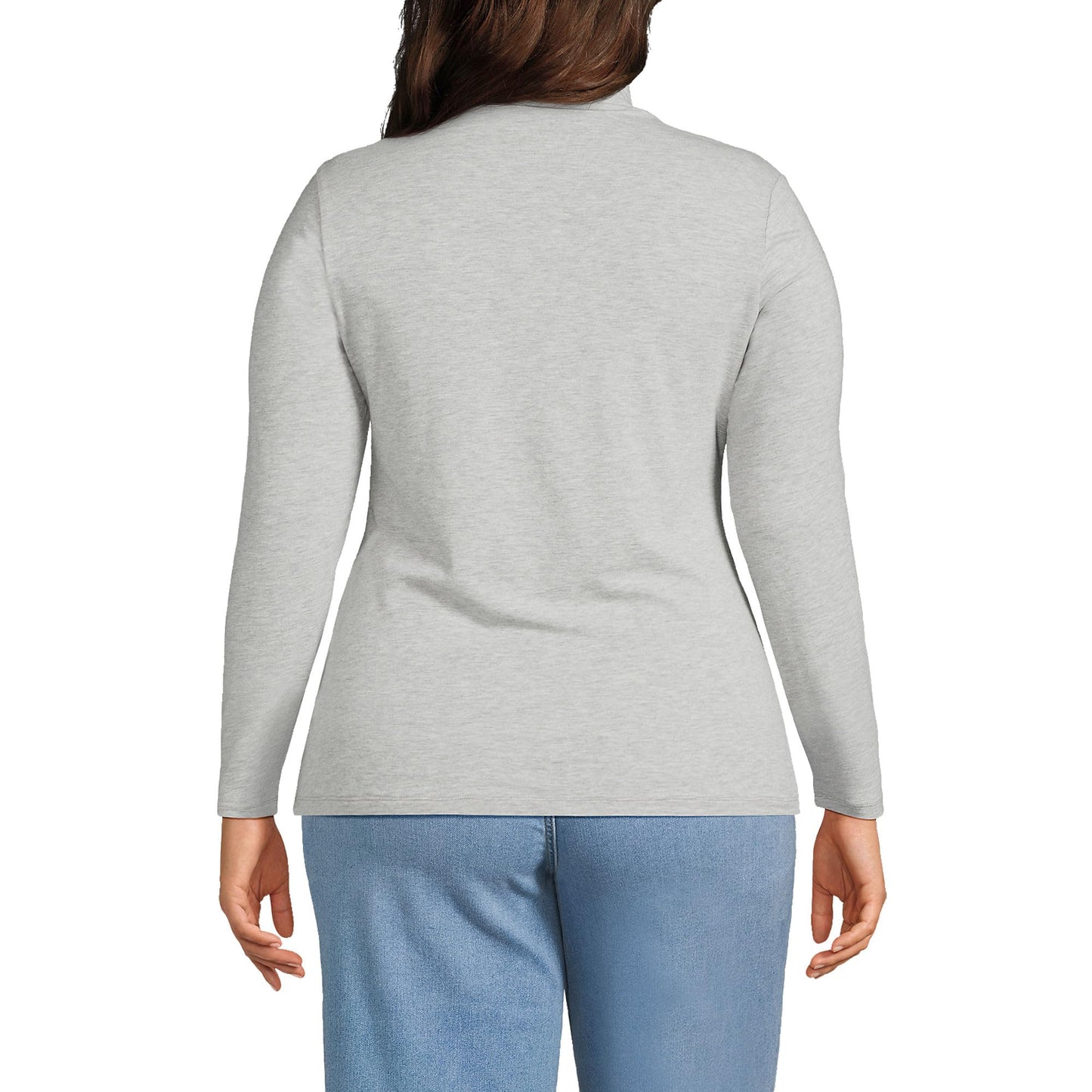 Lands' End Womens Long Sleeve Shaped LWCM Turtleneck Gray Heather Tall X-Large