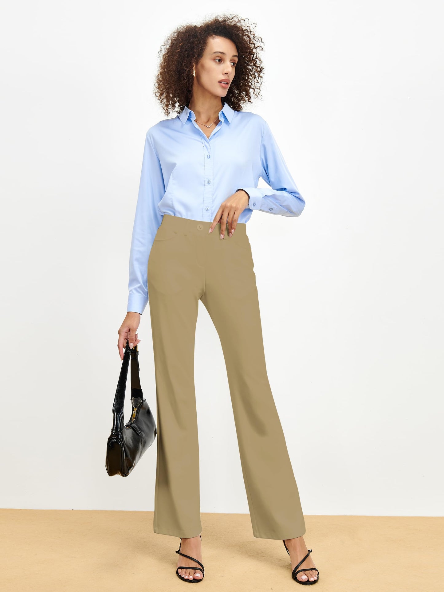 Tapata Women's 28''/30''/32''/34'' Stretchy Bootcut Dress Pants with Pockets Tall, Petite, Regular for Office Work Business 34",Oatmeal,XL