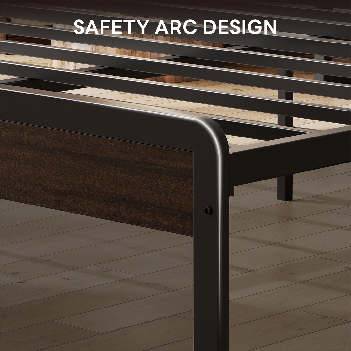 LIKIMIO California King Bed Frame with Headboard, Dark Wood Camas California King with Strong Supports, Sturdy, Noise-Free, No Box Spring Needed, Dark Brown