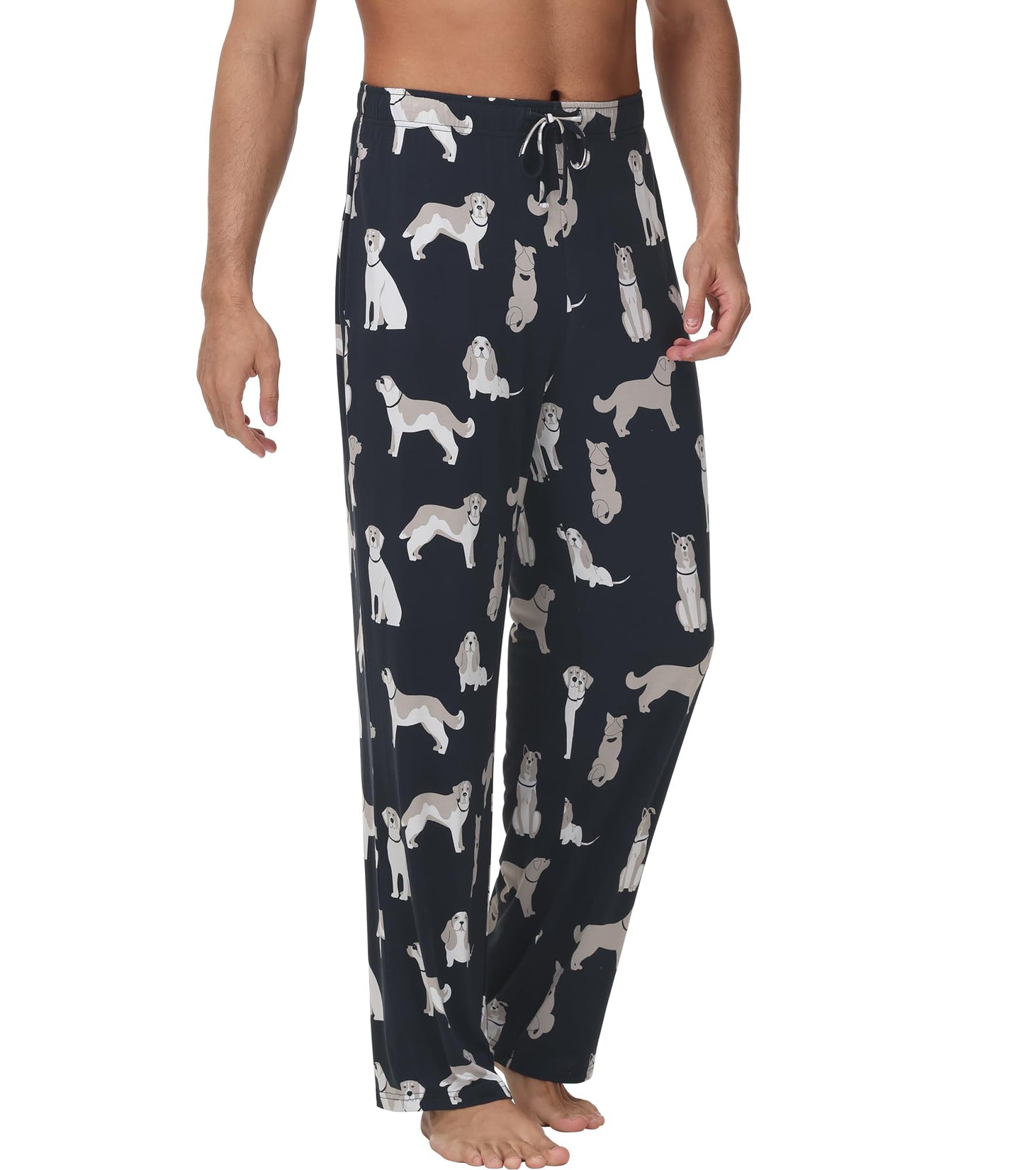 WiWi Bamboo Viscose Pajama Pants for Men Tall Sleep Bottoms Big Warm Long Pj Lightweight Lounge Sweatpants S-XXL, Dog, XX-Large