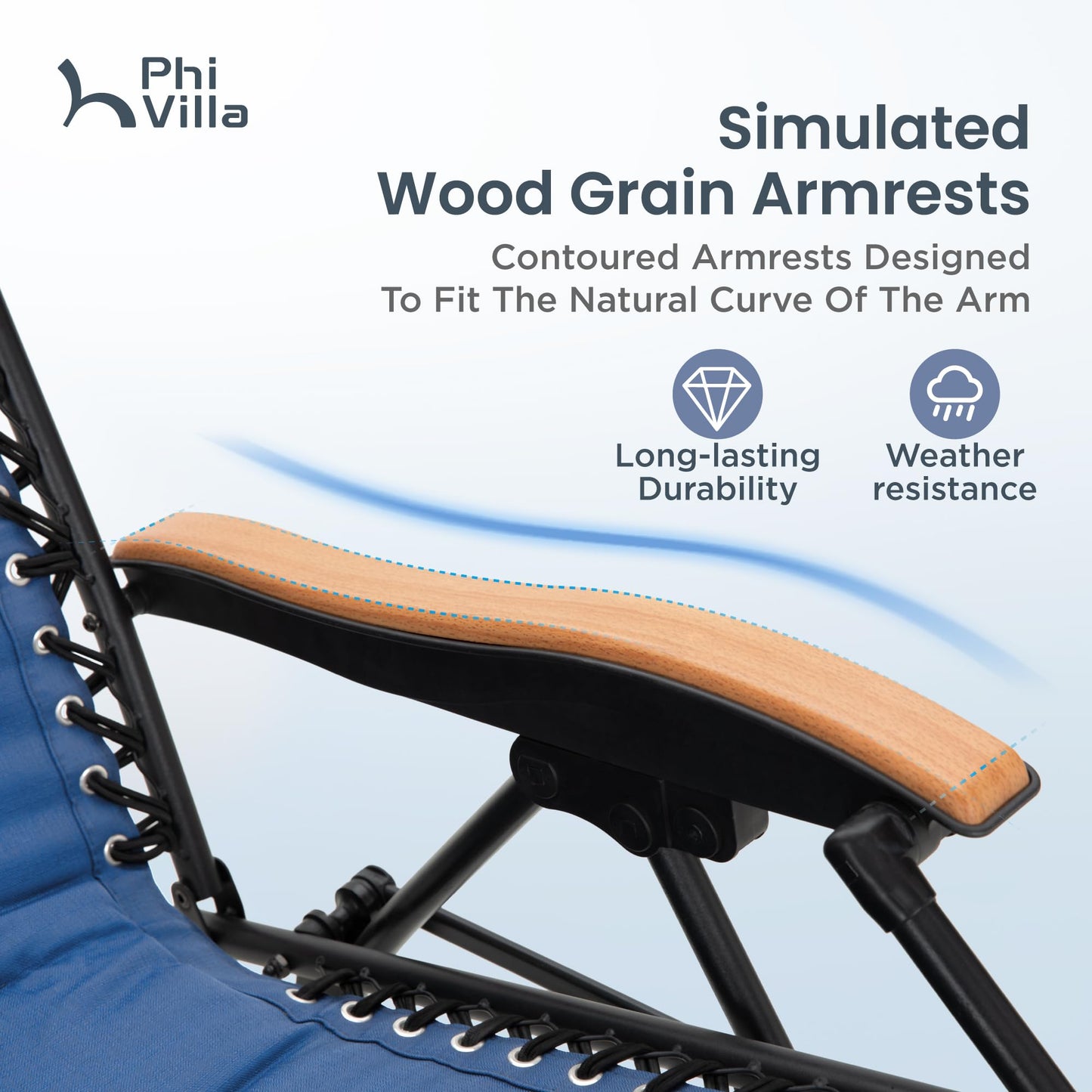 PHI VILLA XXL Oversized Padded Zero Gravity Chair, Foldable Patio Recliner, 30" Wide Seat Anti Gravity Lounger with Cup Holder, Support 400 LBS