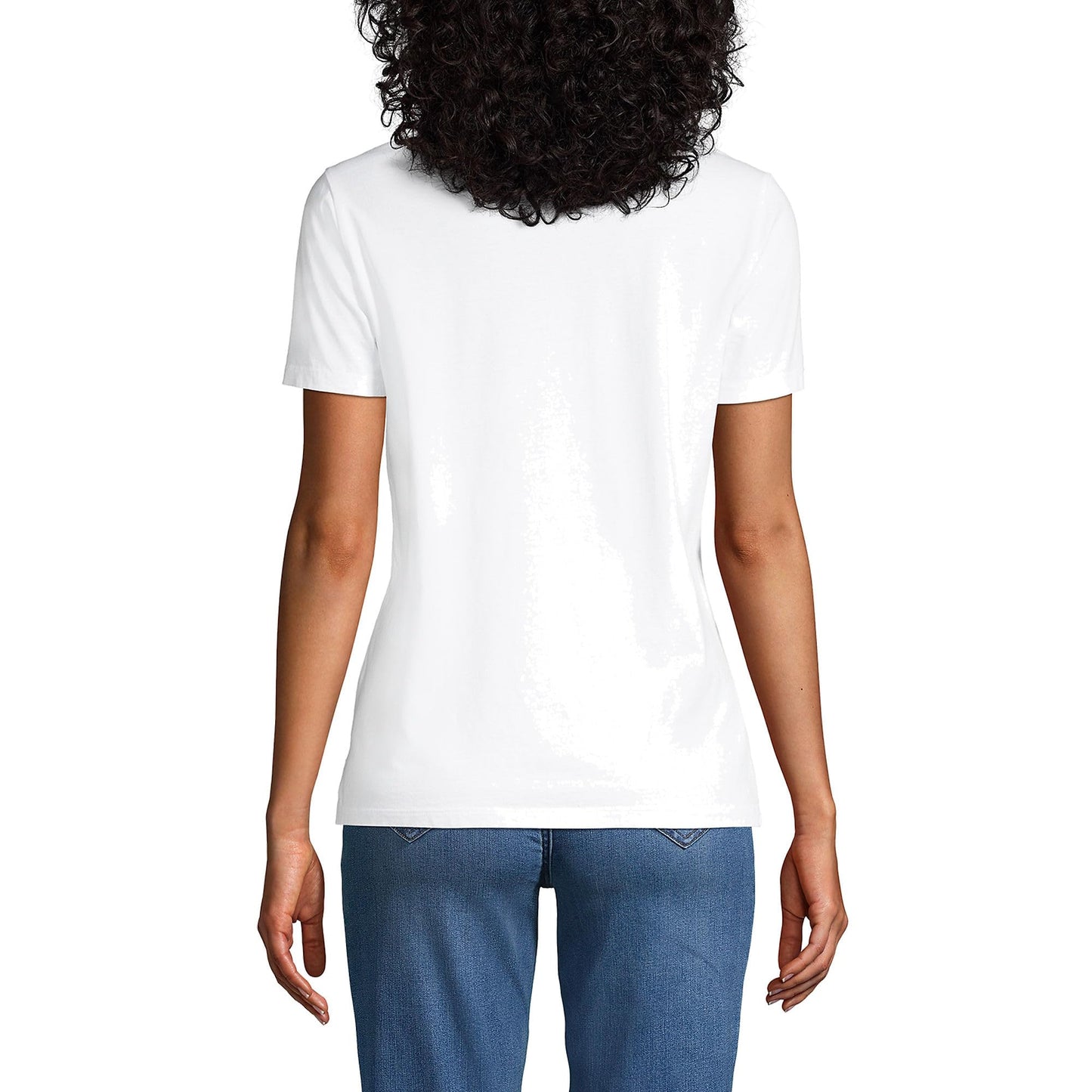 Lands' End Womens Short Sleeve Relaxed Supima Cotton Crew Neck T Shirt White Tall X-Large