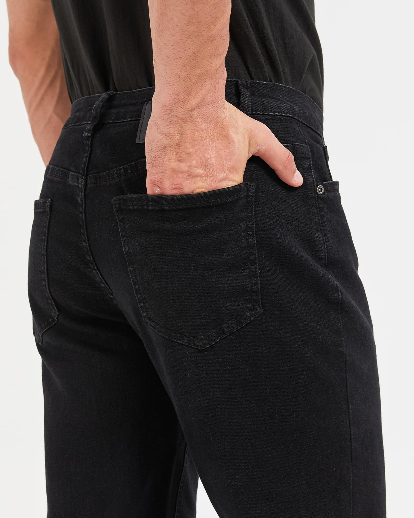 Zylioo 36,34 Inseam Mens Extra Tall Jeans, Tall Size Stretch Slim Fit Denim Pants with 5 Pocket Black