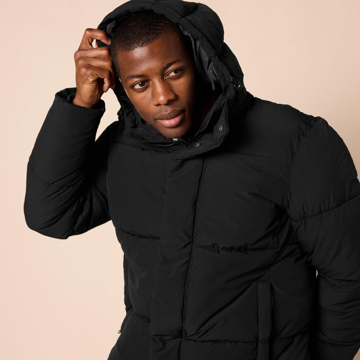 Amazon Essentials Men's Mid-Length Hooded Puffer Coat (Available in Big & Tall), Black, 3X-Large Big Tall