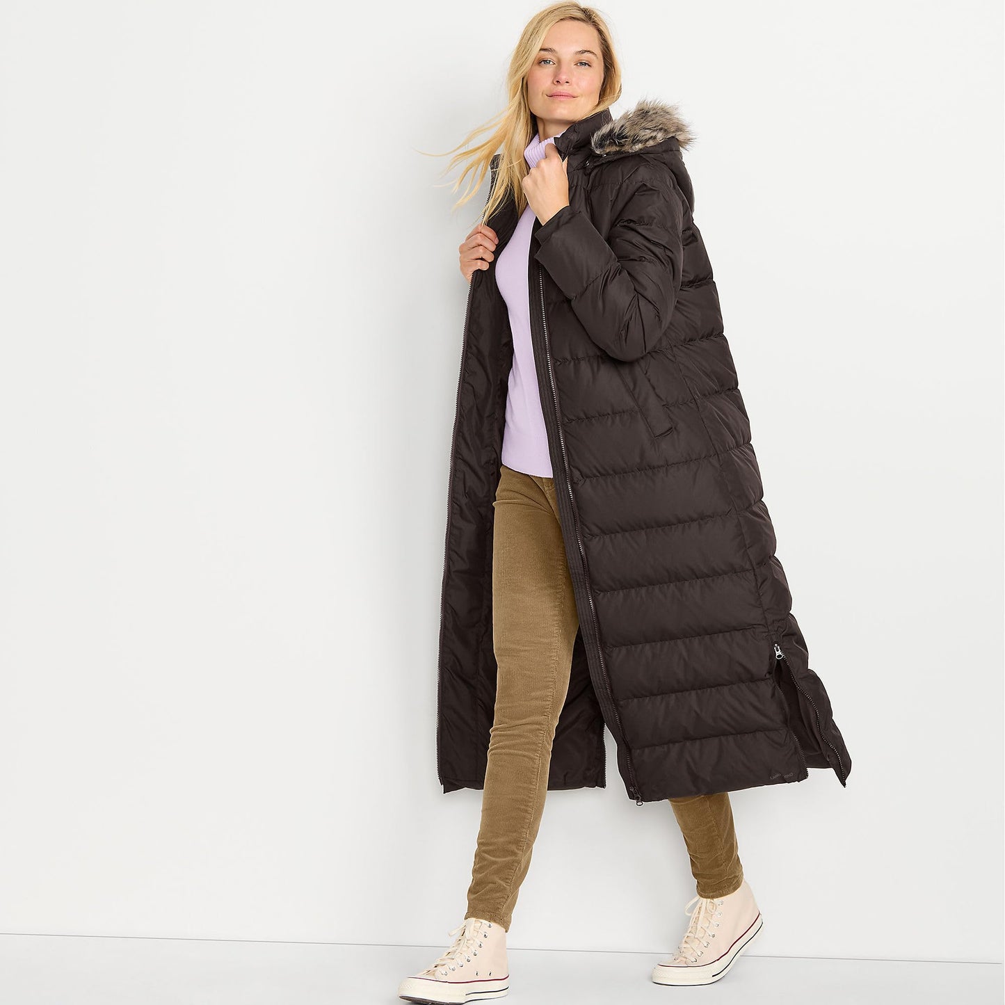 Lands' End Womens Long Maxi Down Coat Rich Brown Tall X-Large