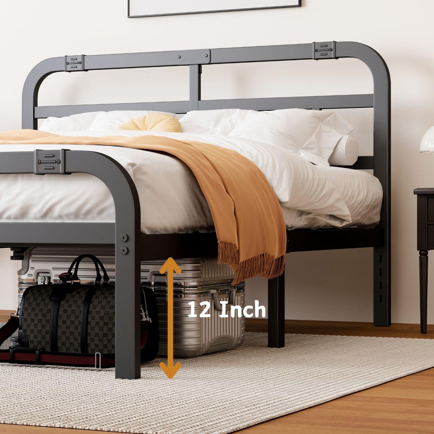 ZIYOO 14Inch California King Bed Frame with Headboard/Footboard, Sturdy Metal Platform Design, Large Storage Space, No Box Spring Needed, Quiet Noise Free, Easy Assembly