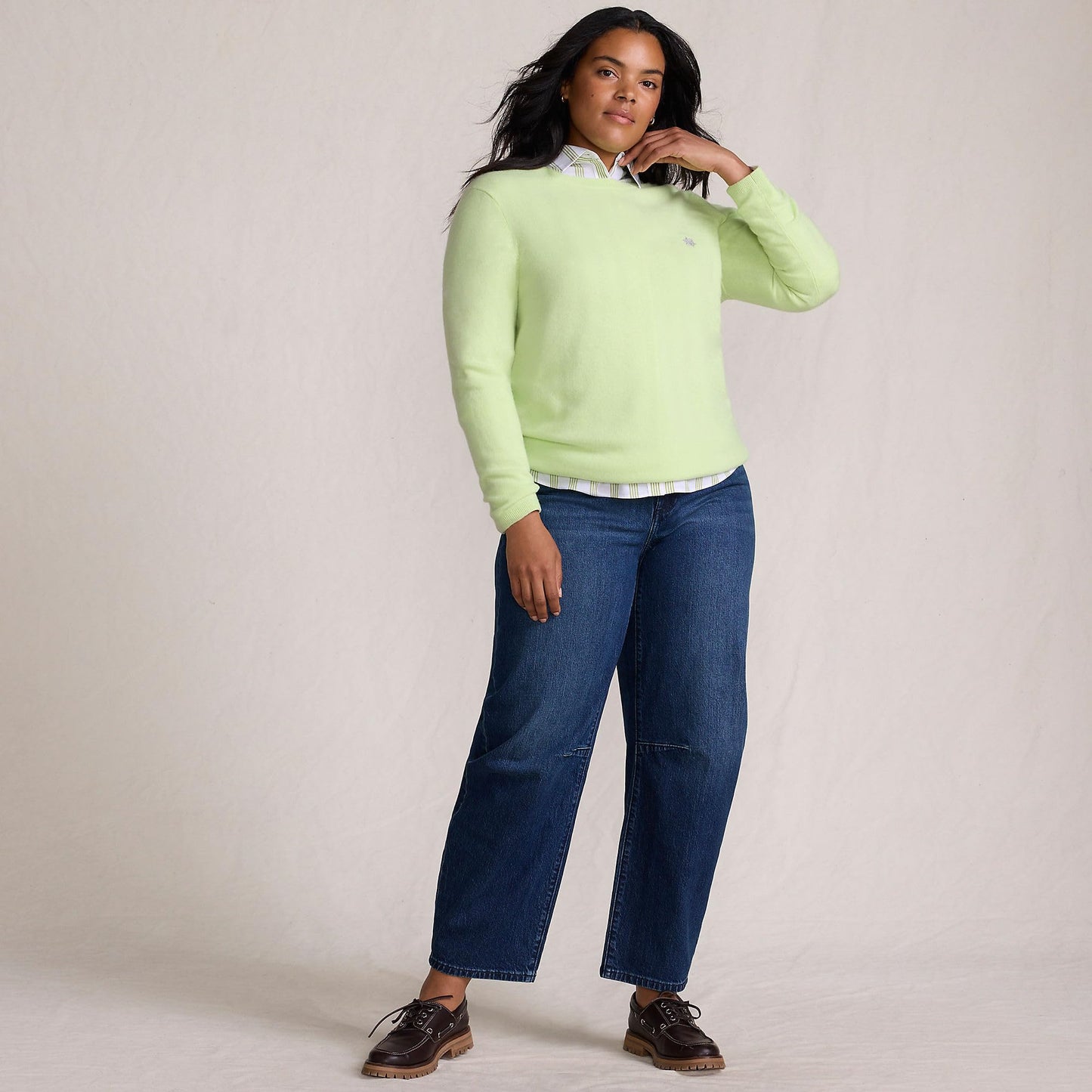 Lands' End Womens Cashmere Sweater Fluorescent Green Tall Medium