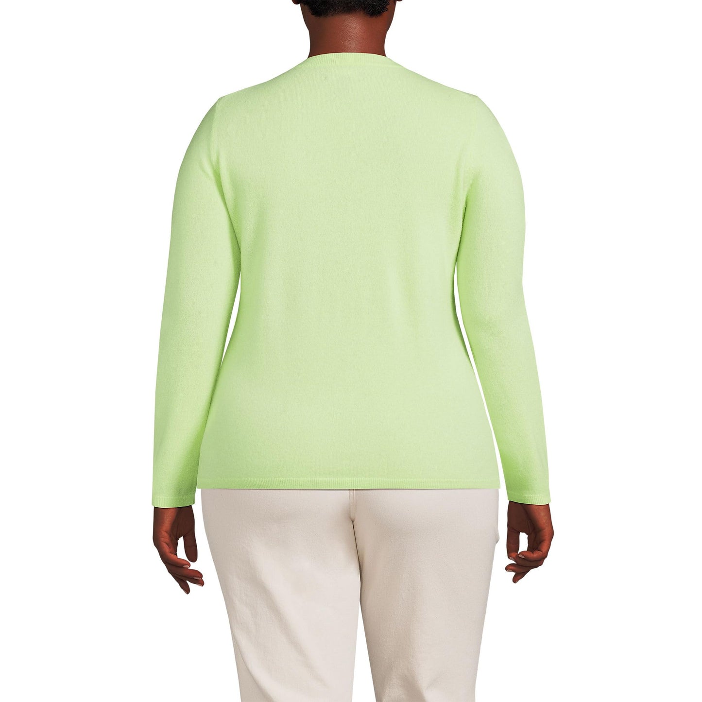 Lands' End Womens Cashmere Sweater Fluorescent Green Tall Small