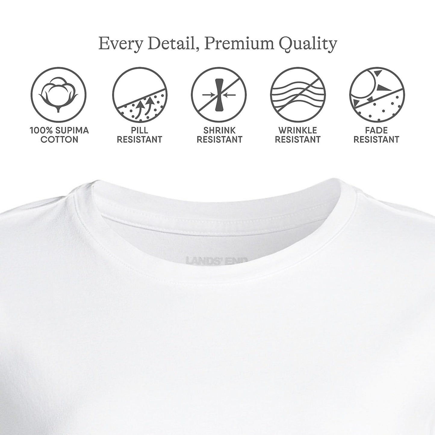 Lands' End Womens Short Sleeve Relaxed Supima Cotton Crew Neck T Shirt White Tall X-Large