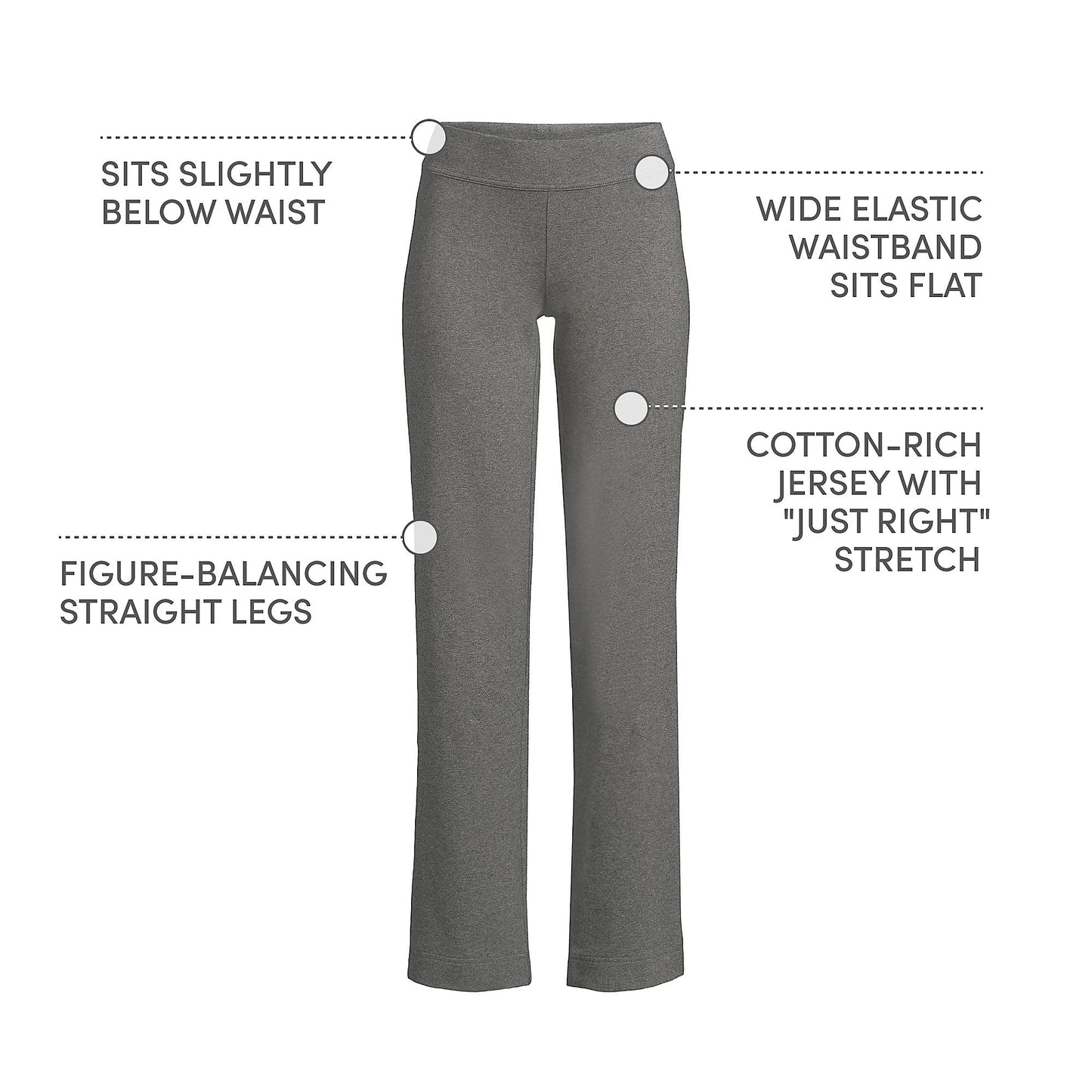 Lands' End Womens Starfish Straight Pants Charcoal Heather Tall Medium