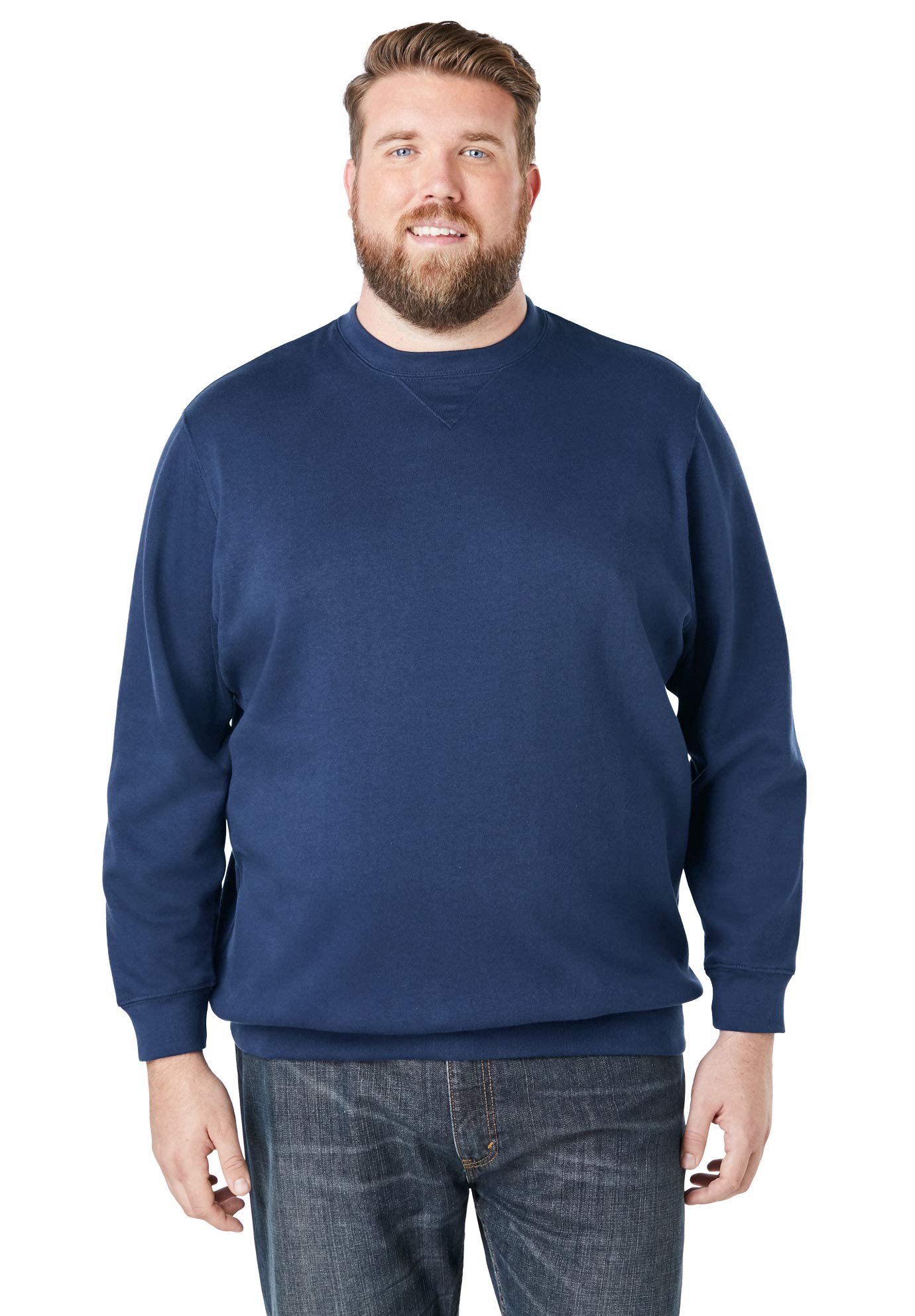 KingSize Men's Big & Tall Fleece Crewneck Sweatshirt - L, Navy