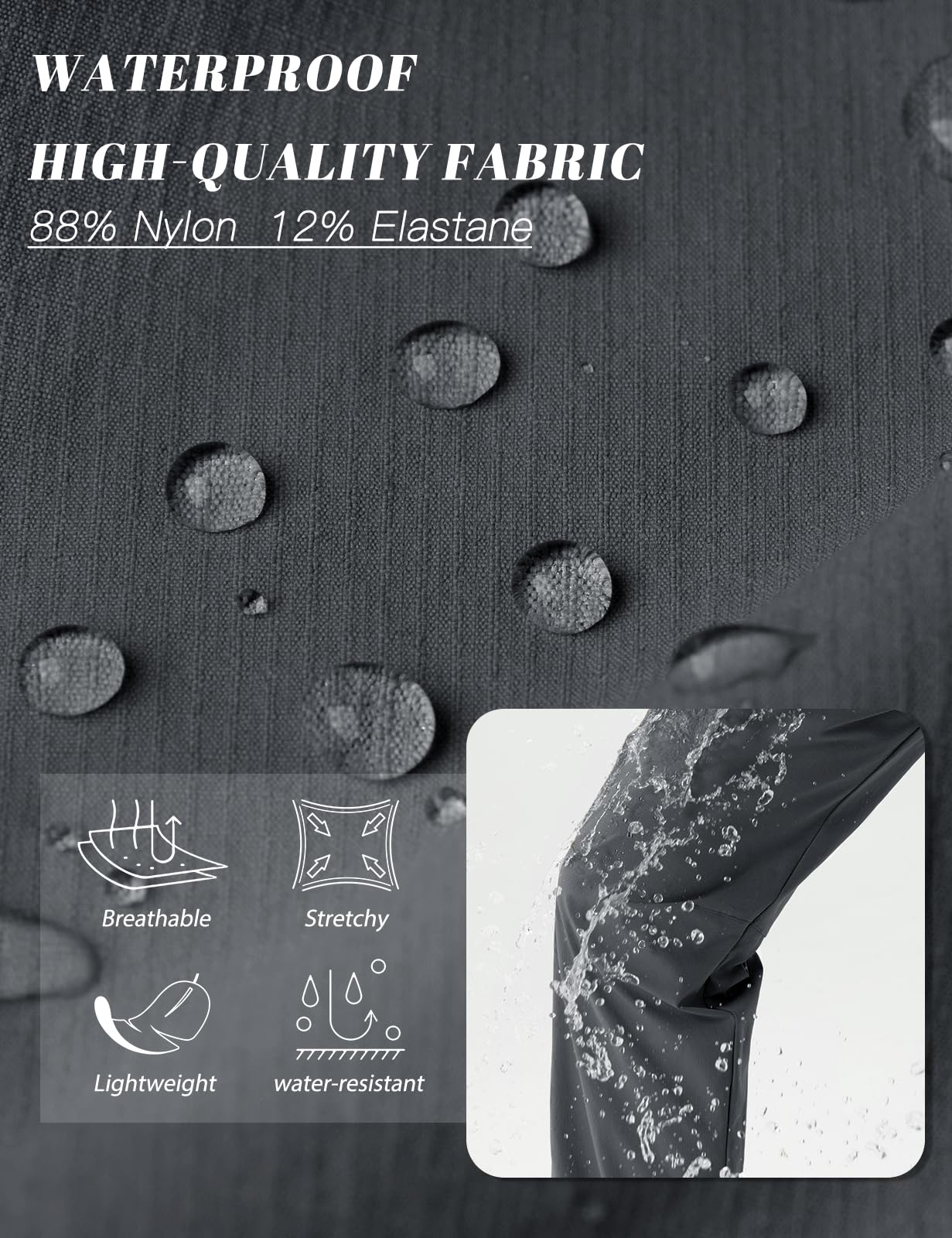 SEVEGO Womens Hiking Pants Tall Inseam 36" Athletic Cargo Pants Lightweight 4 Zipper Pockets Water Resistant Elastic Waist, Gray, L