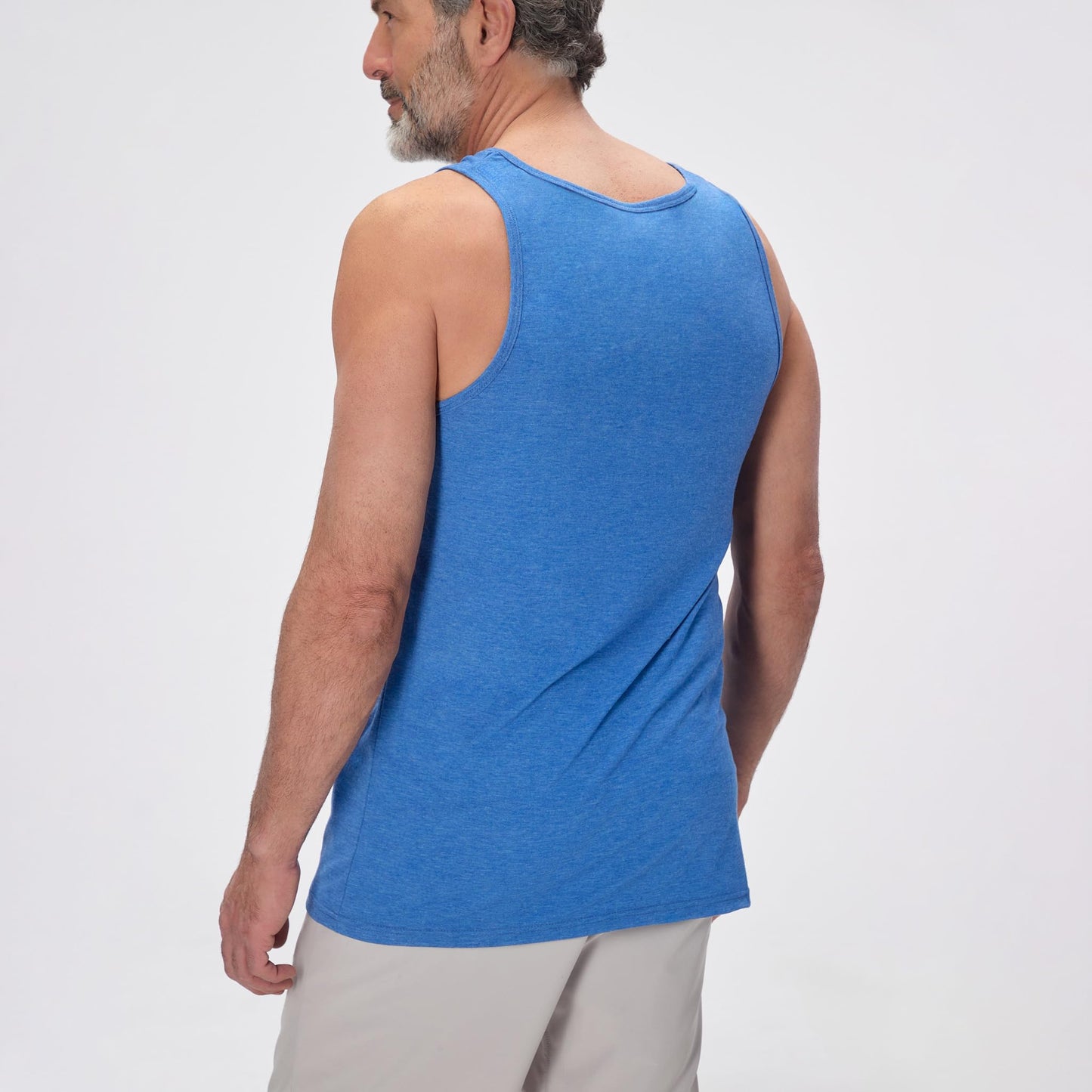 Men's Tall Slim-Fit Orginal Tank Top Shirt, Soft Polyester Blend Long Tee (Tall, Large, Blue)