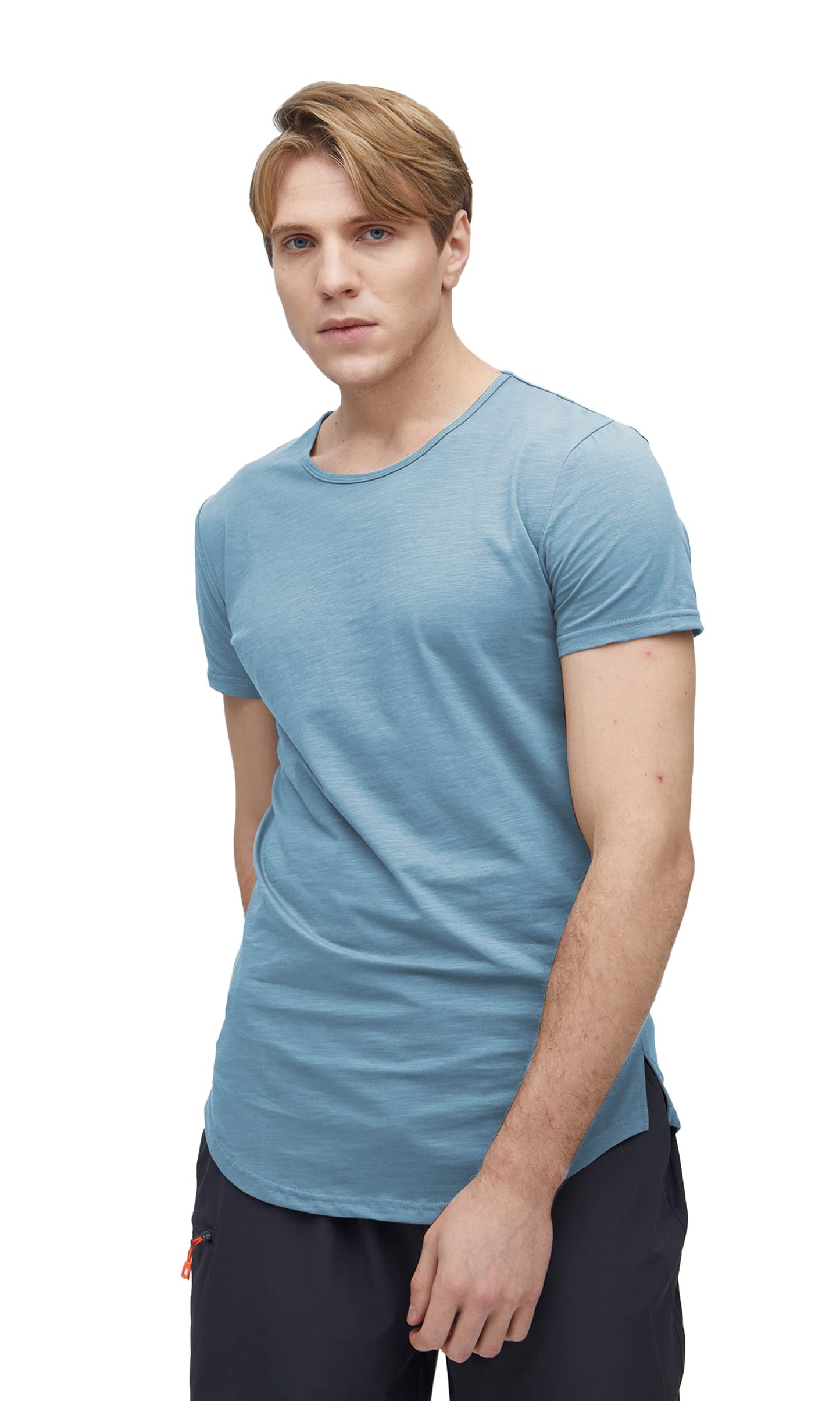 LETAOTAO Mens Tall Shirts Hipster Fashion Gym Muscle Tshirts Scallop Longline Extra Long Tee for Men