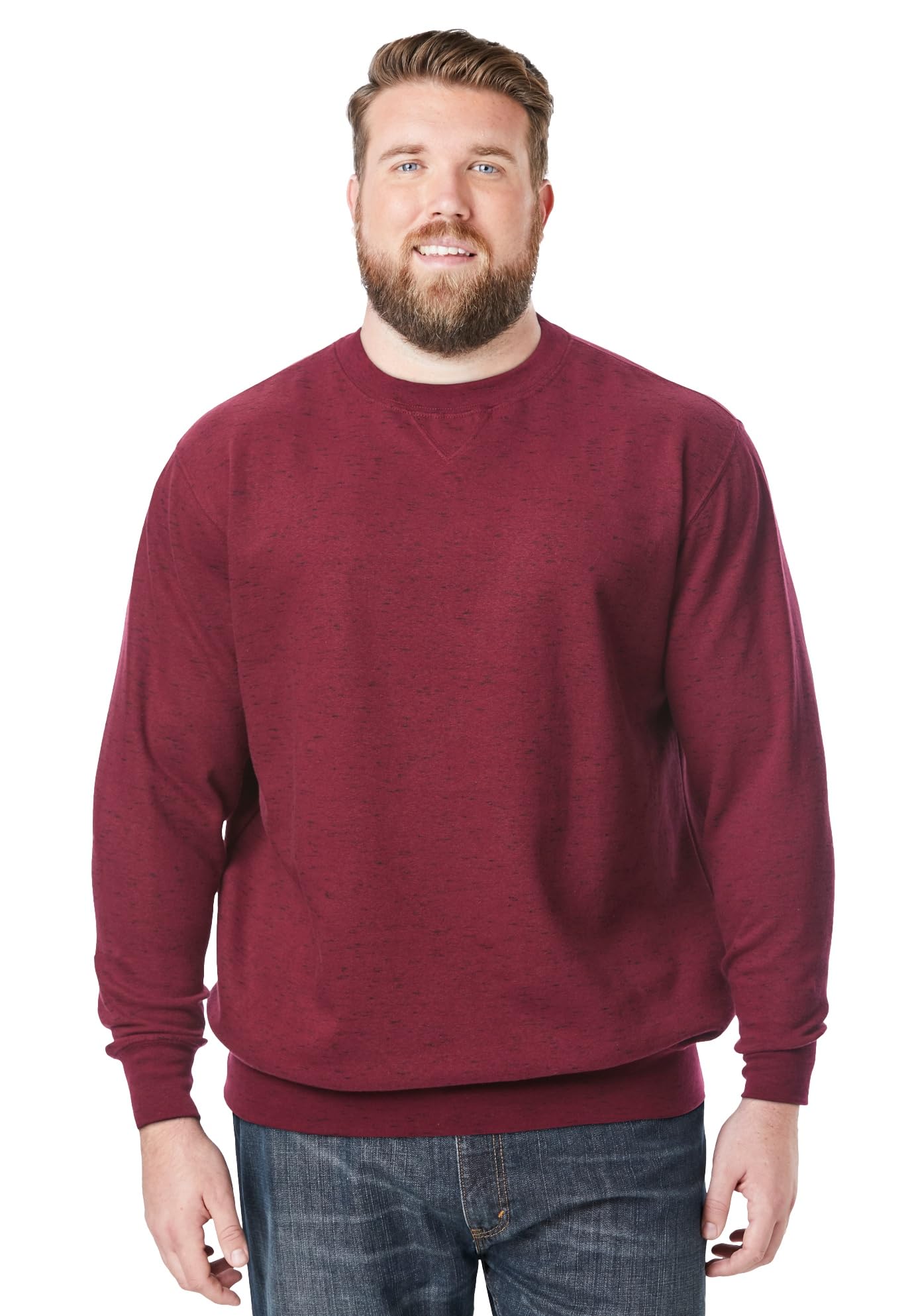 KingSize Men's Big & Tall Fleece Crewneck Sweatshirt - 8XL, Burgundy Marl