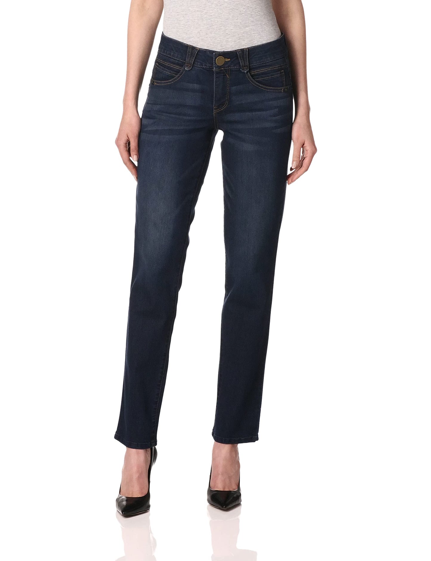 Democracy Women's Ab Solution Straight Leg Jean, Indigo, 12L