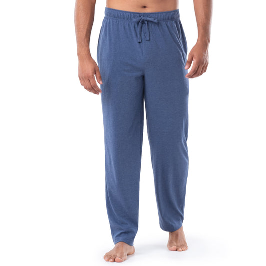 Fruit of the Loom Men's 1-Pack Extended Sizes Jersey Knit Sleep Pant (1 & 2 Packs), Navy Heather, Large Tall