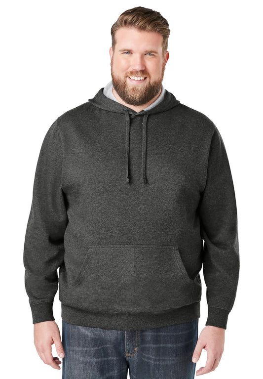 KingSize Men's Big & Tall Fleece Pullover Hoodie - 4XL, Heather Charcoal