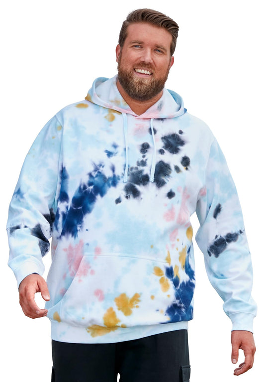 KingSize Men's Big & Tall Fleece Pullover Hoodie - 5XL, Cool Blue Marble