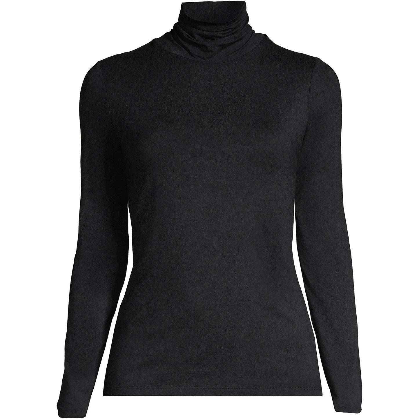 Lands' End Womens Long Sleeve Shaped LWCM Turtleneck Black Tall Medium