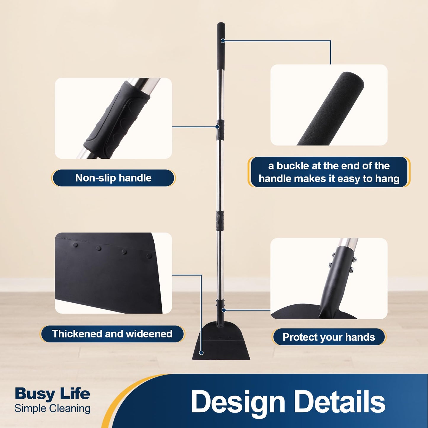 Yocada Snow Shovel ice Scraper Tool 66.3 inch Tall Long Handle Heavy Duty Snow Ice Remover Scraper Weed Removal Tool for Driveway Walkway Road Outdoor Garden Lawn