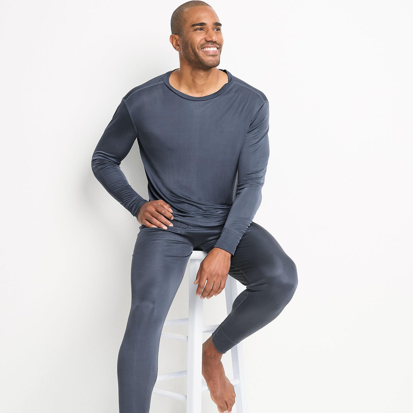 Lands' End Mens Silk Interlock Crew Shale Tall X-Large