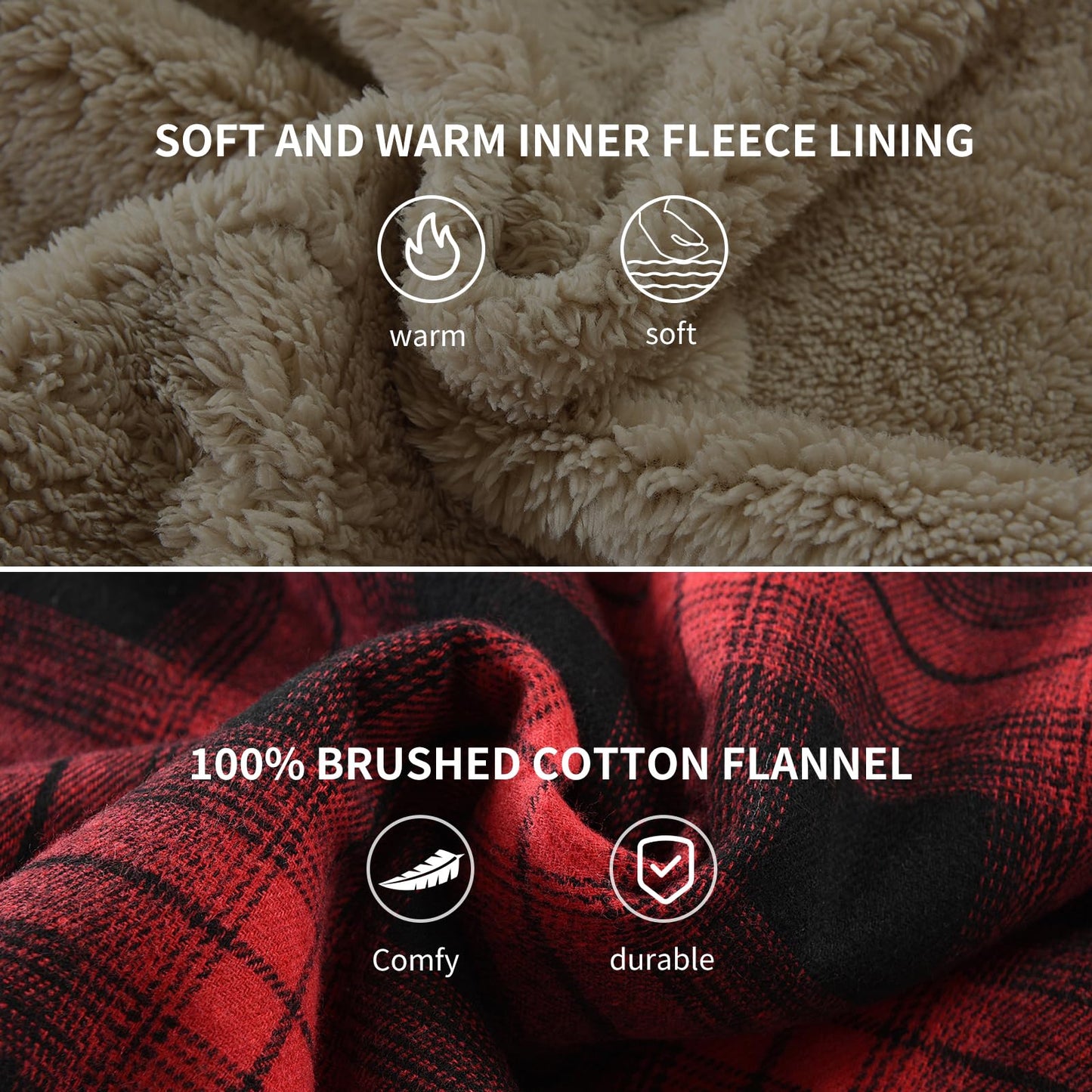 Puwasa Men's Sherpa Lined Cotton Flannel Shirt Jacket Plaid Button Up Jacket Coat for Men with Pocket Red X-Large Tall