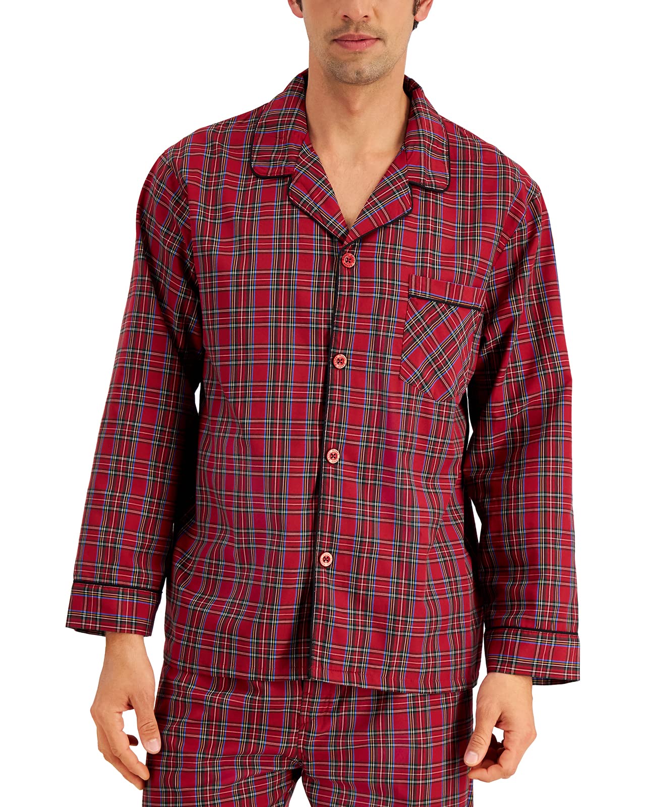 Hanes Men's Tall Man Classics Broadcloth Woven Pajama Set, 4016T, Red Plaid, LT
