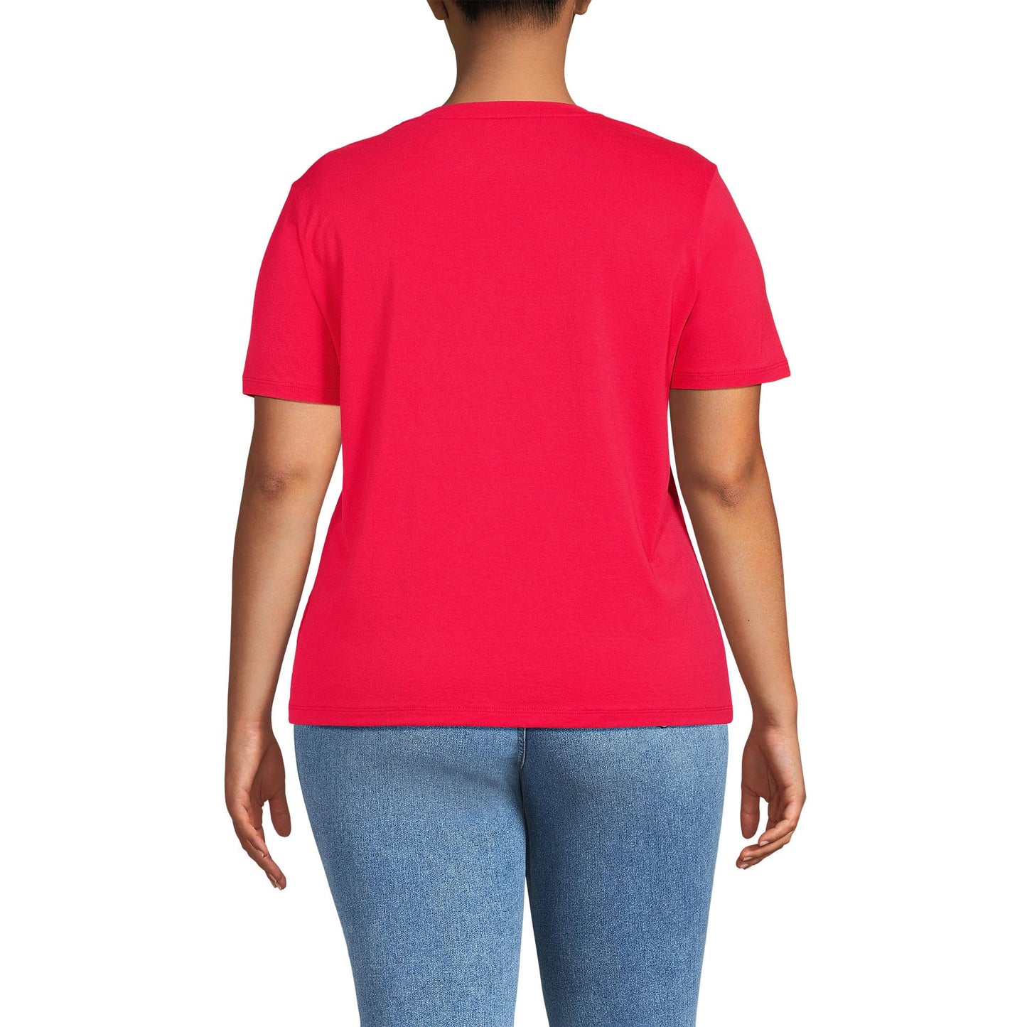 Lands' End Womens Short Sleeve Relaxed Supima Cotton Crew Neck T Shirt Berry Rouge Tall X-Large