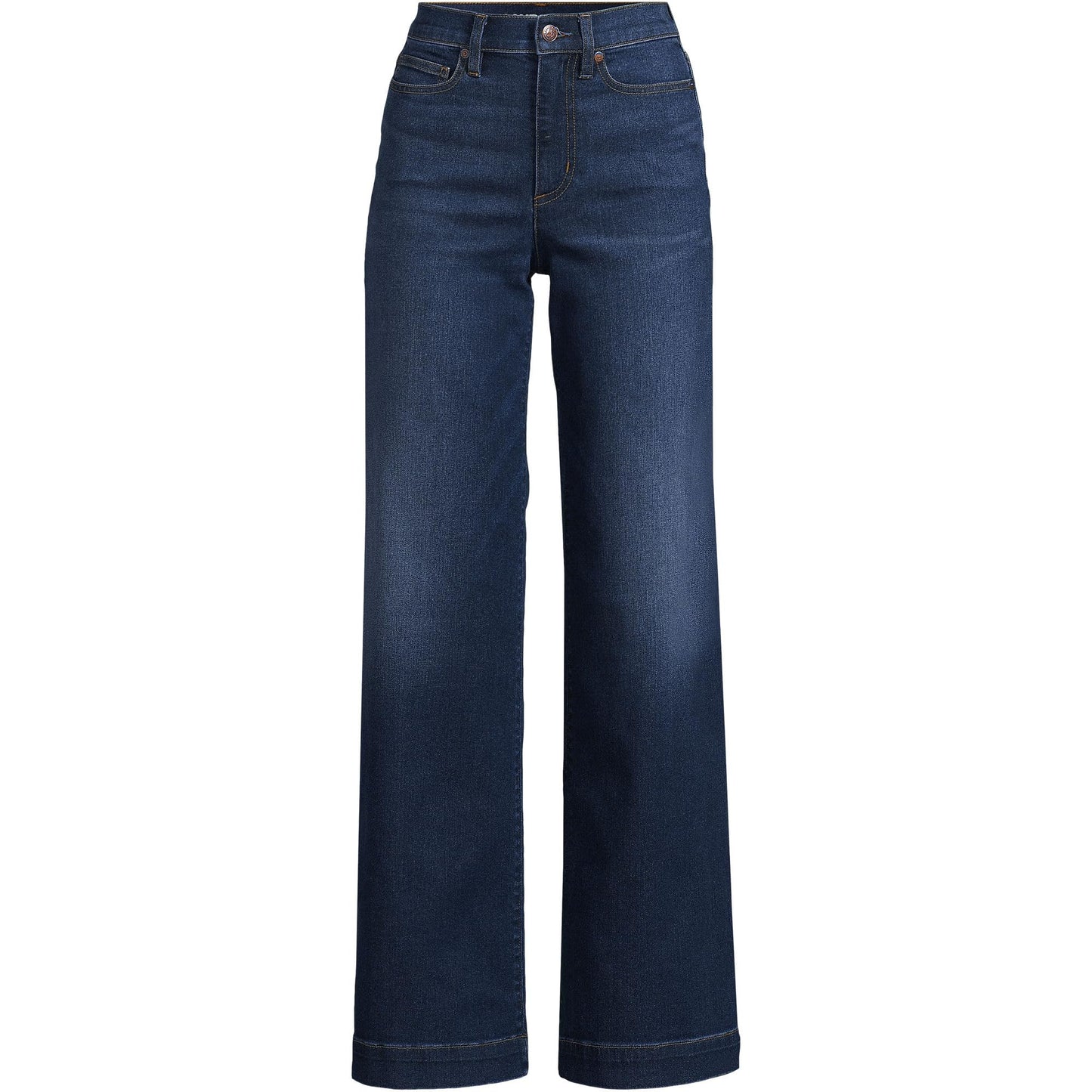 Lands' End Womens Recover HR Wide Leg Blue Jeans Royal Indigo Regular 10 32
