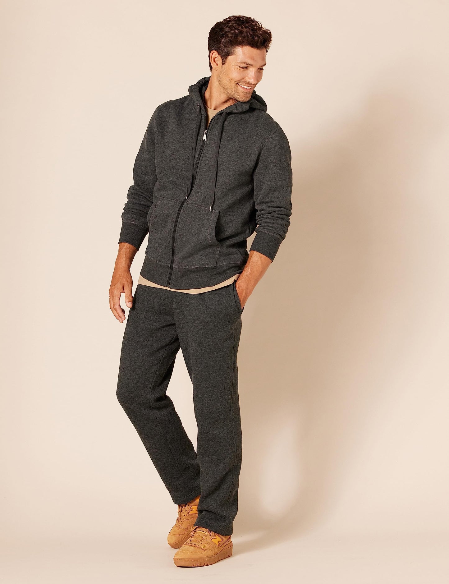 Amazon Essentials Men's Full-Zip Fleece Hoodie (Available in Big & Tall), Charcoal Heather, 4X-Large Big Tall